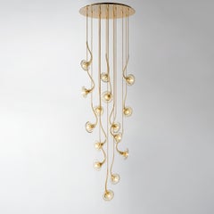 Lampadario floreale artistico a 15 luci in vetro di Murano Ikebana di Multiforme