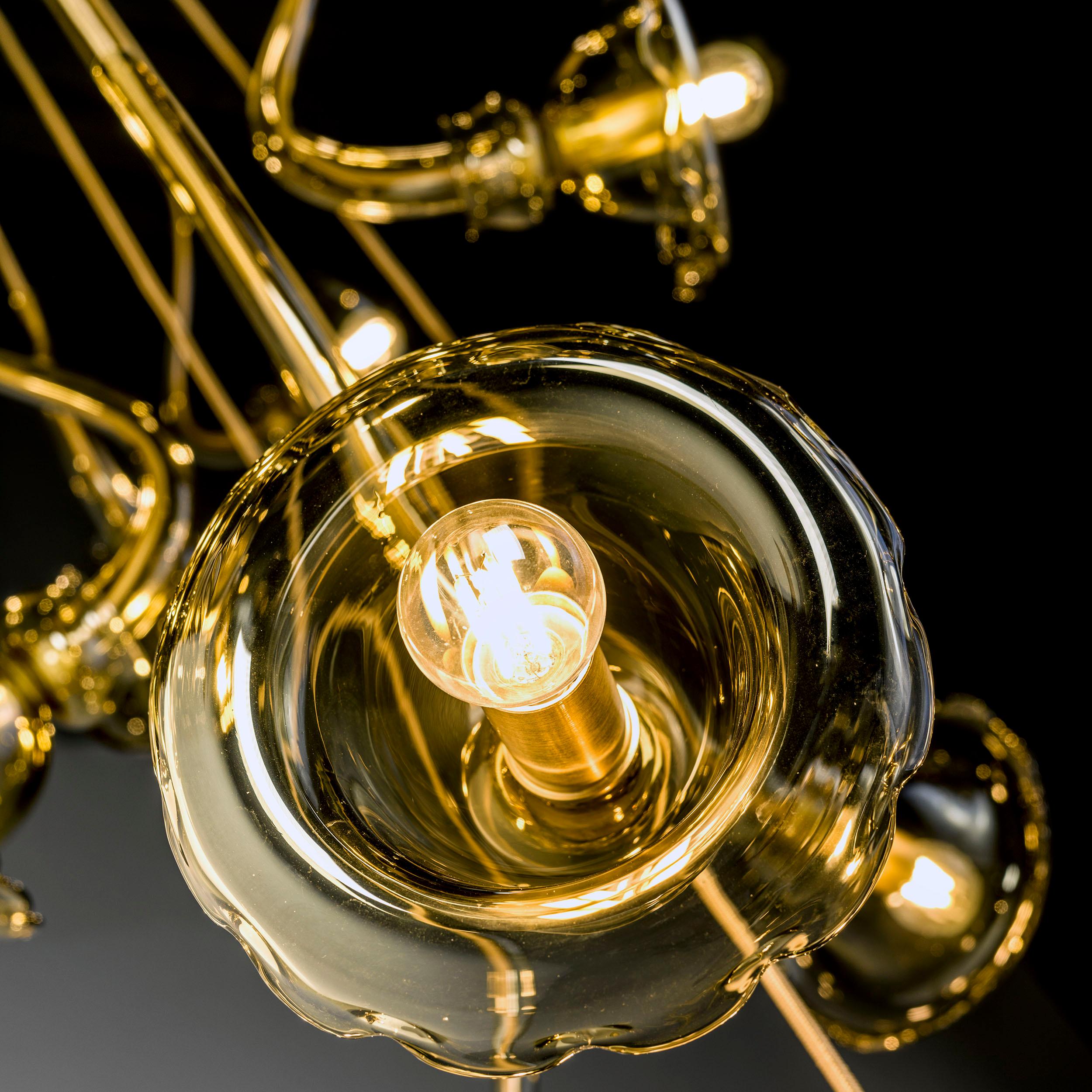 italien Lustre artistique floral 15 Lights paille Murano Glass Ikebana by Multiforme en vente