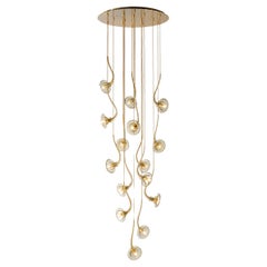 Artistic floral chandelier 15 lights straw Murano Glass Ikebana by Multiforme