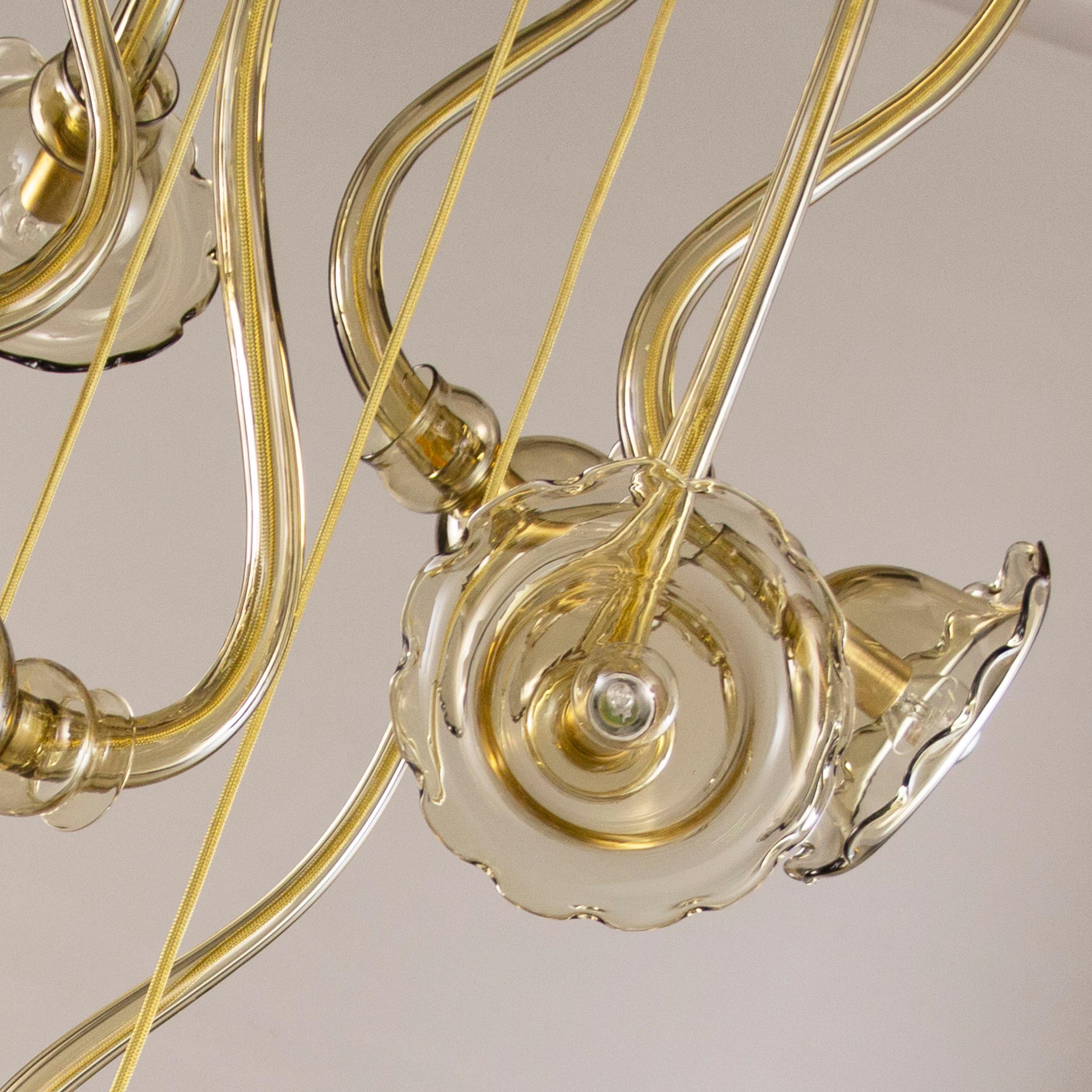 Blown Glass Artistic floral chandelier 9 arms straw Murano Glass Ikebana by Multiforme For Sale