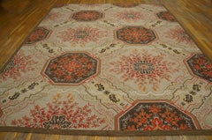 Artistic Floral-Medallion Design Contemporary Needlepoint Flat Weave Rug