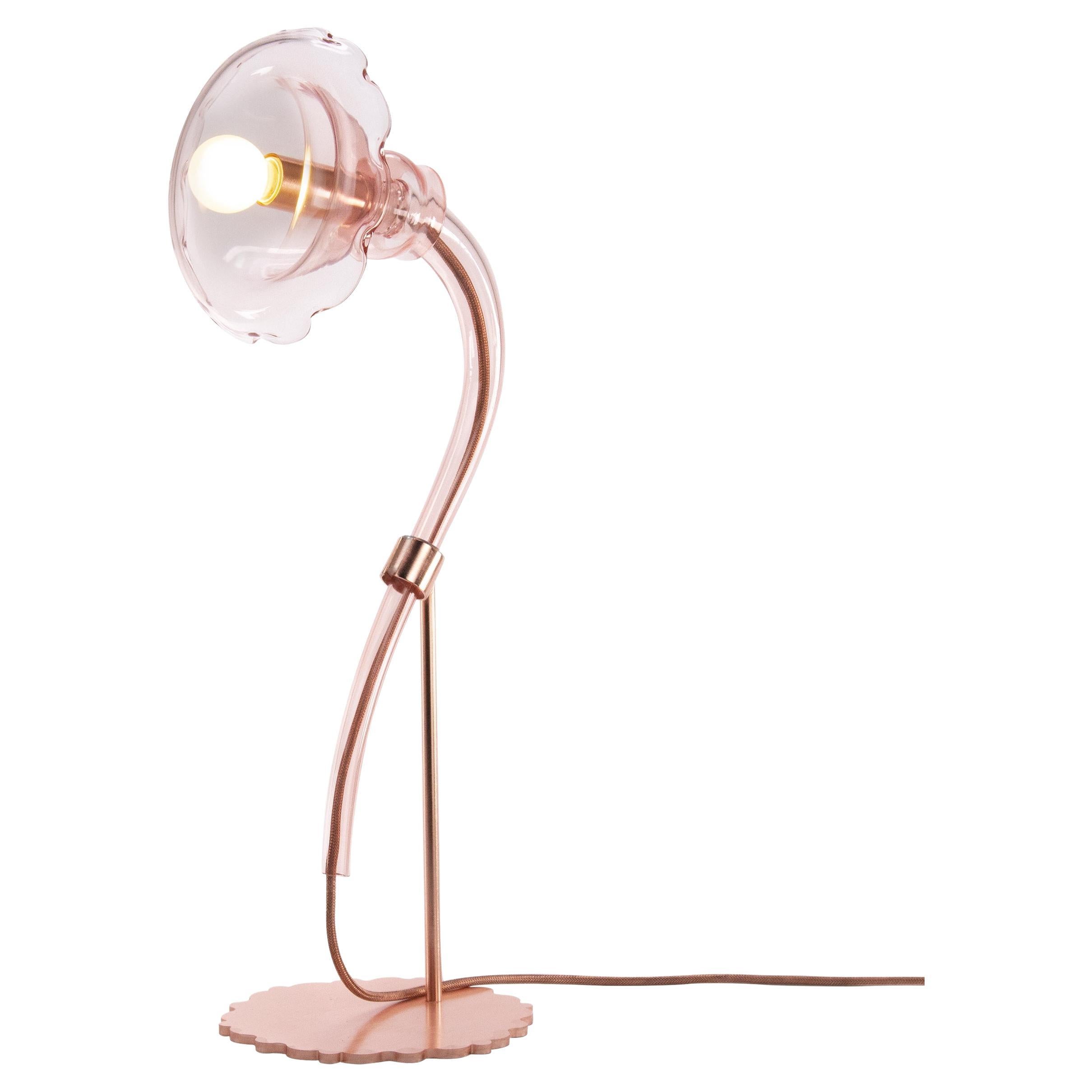 Lampe de bureau à fleurs artistiques à 1 bras en verre de Murano rose Ikebana par Multiforme en vente