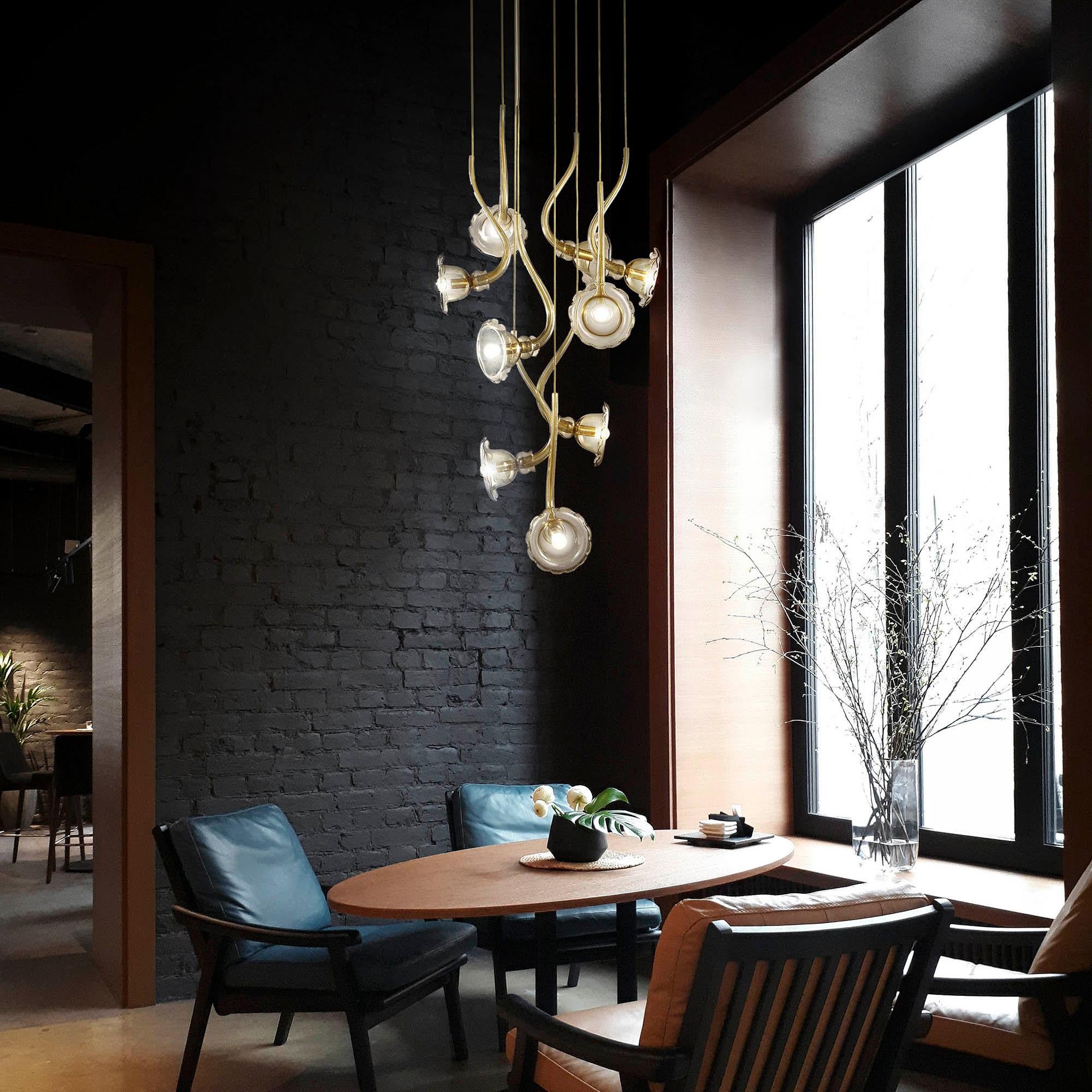 Lampada da tavolo artistica floreale a 1 braccio in vetro di Murano Ikebana di Multiforme in vendita 4