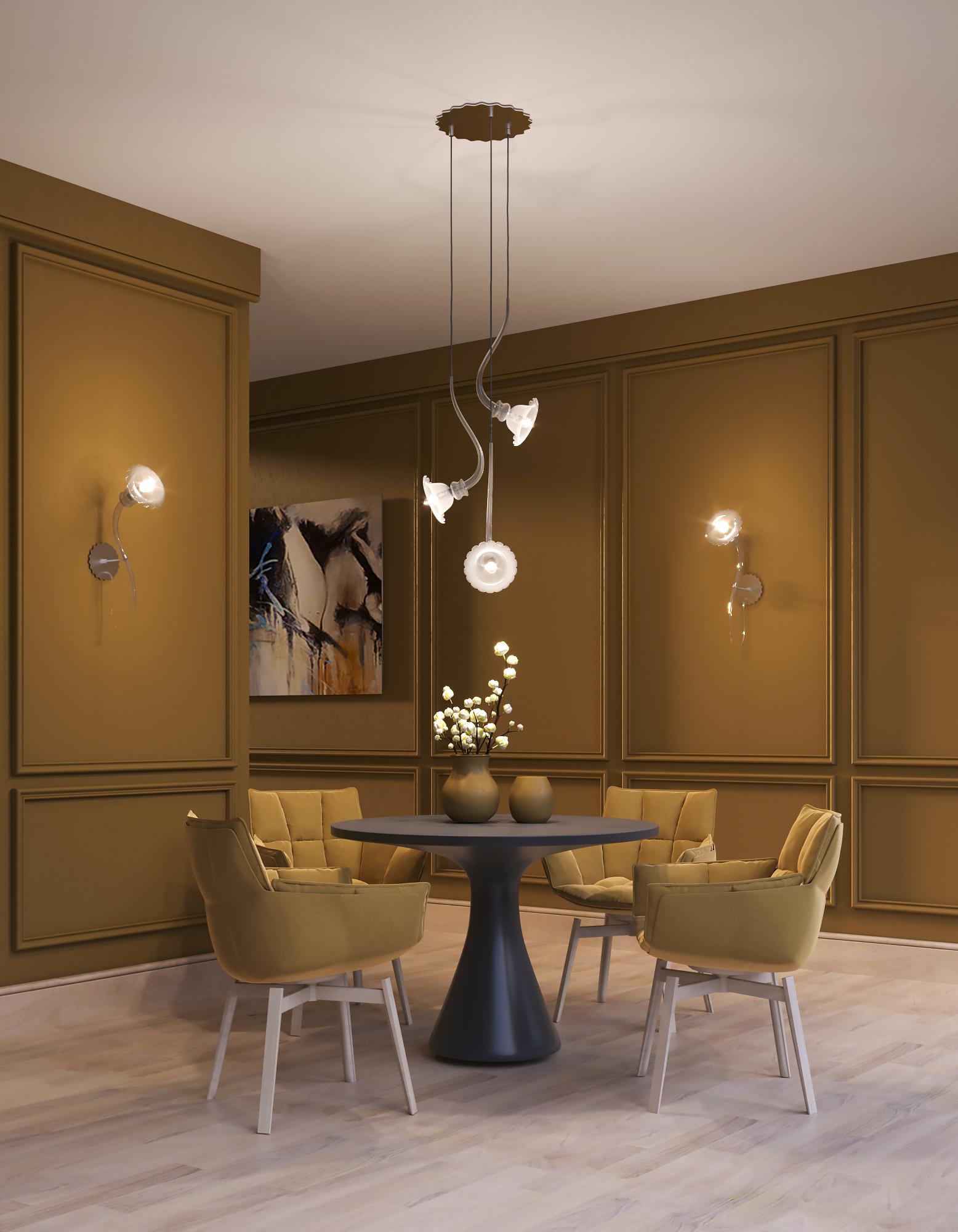 Lampada da tavolo artistica floreale a 1 braccio in vetro di Murano Ikebana di Multiforme in vendita 5