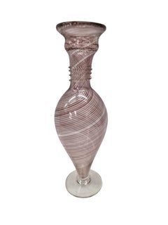 Artistic flower vase, filigrana, filigree, 1960s, mid-century Murano glass Italy