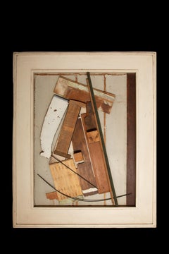 Artistic Fusion: Parquet Panels & Found Objects by Alain Le Yaouanc 66"H