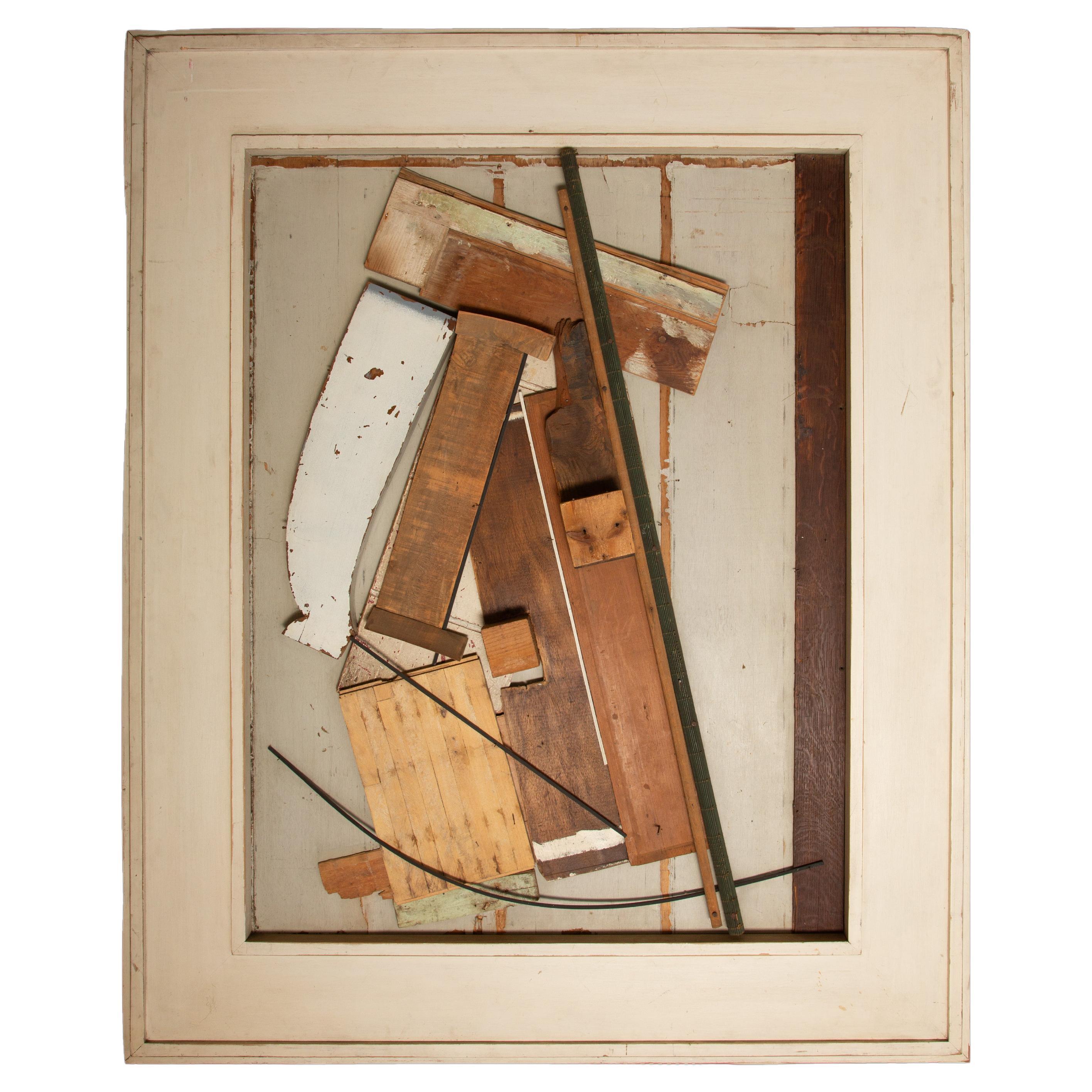 Artistic Fusion: Parquet Panels & Found Objects by Alain Le Yaouanc 66"H For Sale