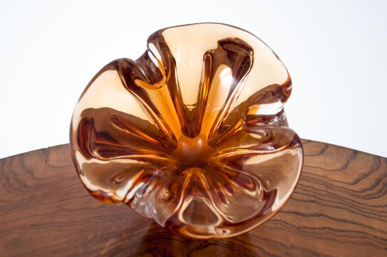 Czech Artistic Glass Bowl Ashtray, 1960s
