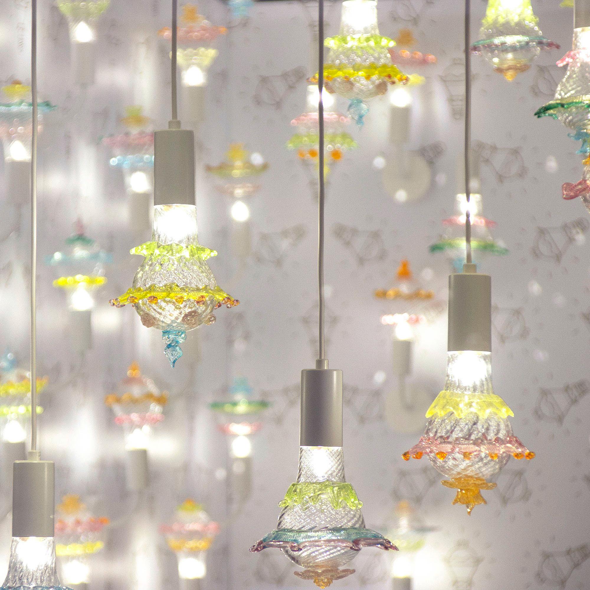 Italiano Lampadario artistico in vetro Murano Lampadina Marcantonio X Multiforme #10 in vendita
