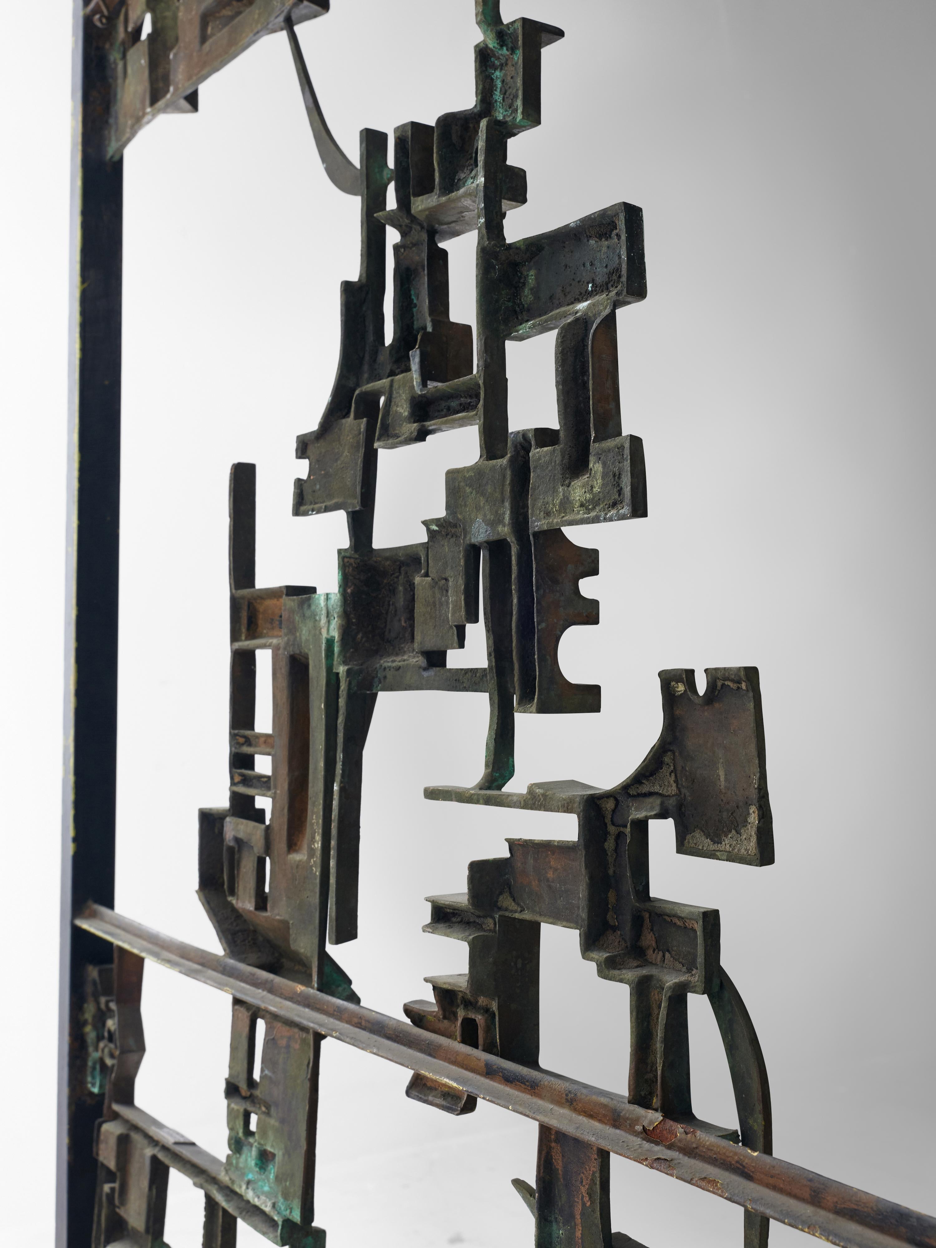 Metal Artistic Hand-Crafted Room Divider in Bronze For Sale