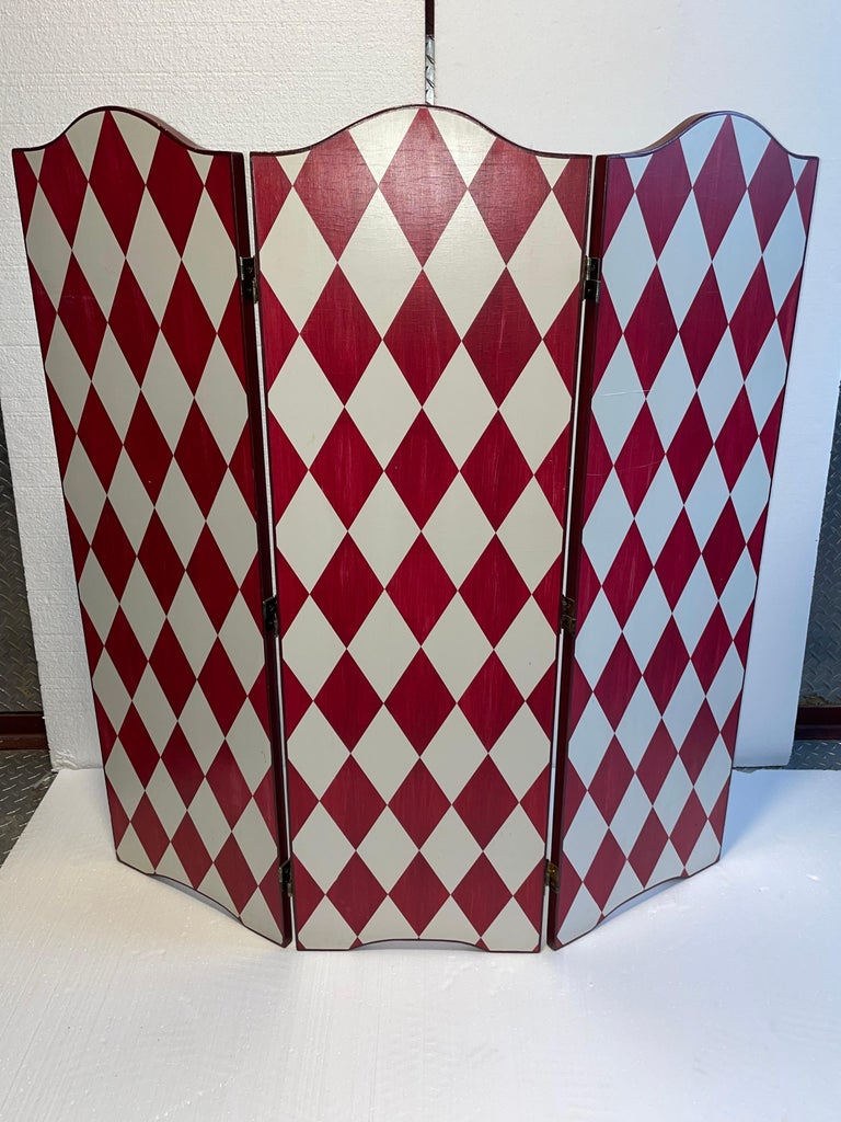 Artistic Hand Painted French Screen Divider in a Festive White and Deep ...