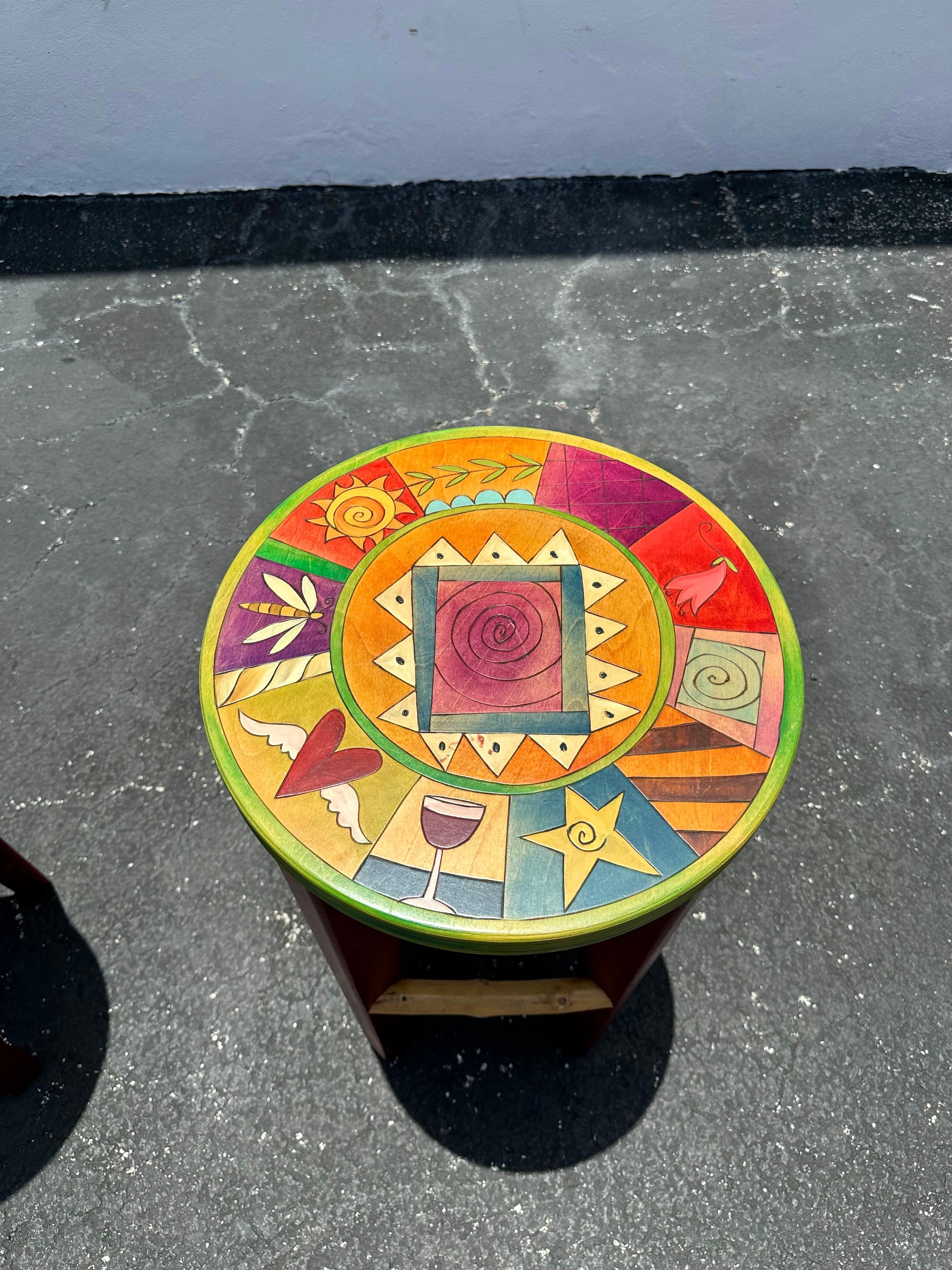 Artistic Hand Painted Whimsical Mckenzies Child Style Table and Stools, Set of 3 For Sale 9