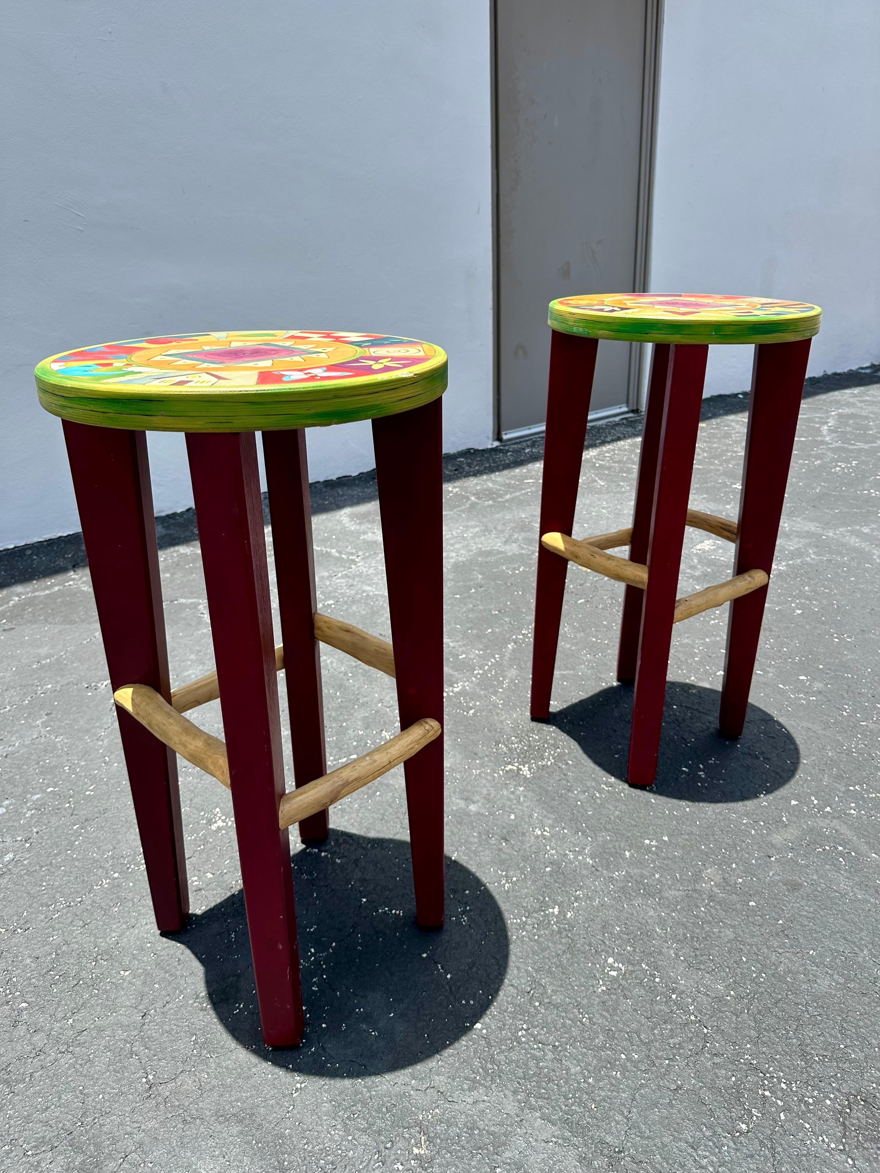 Artistic Hand Painted Whimsical Mckenzies Child Style Table and Stools, Set of 3 For Sale 10