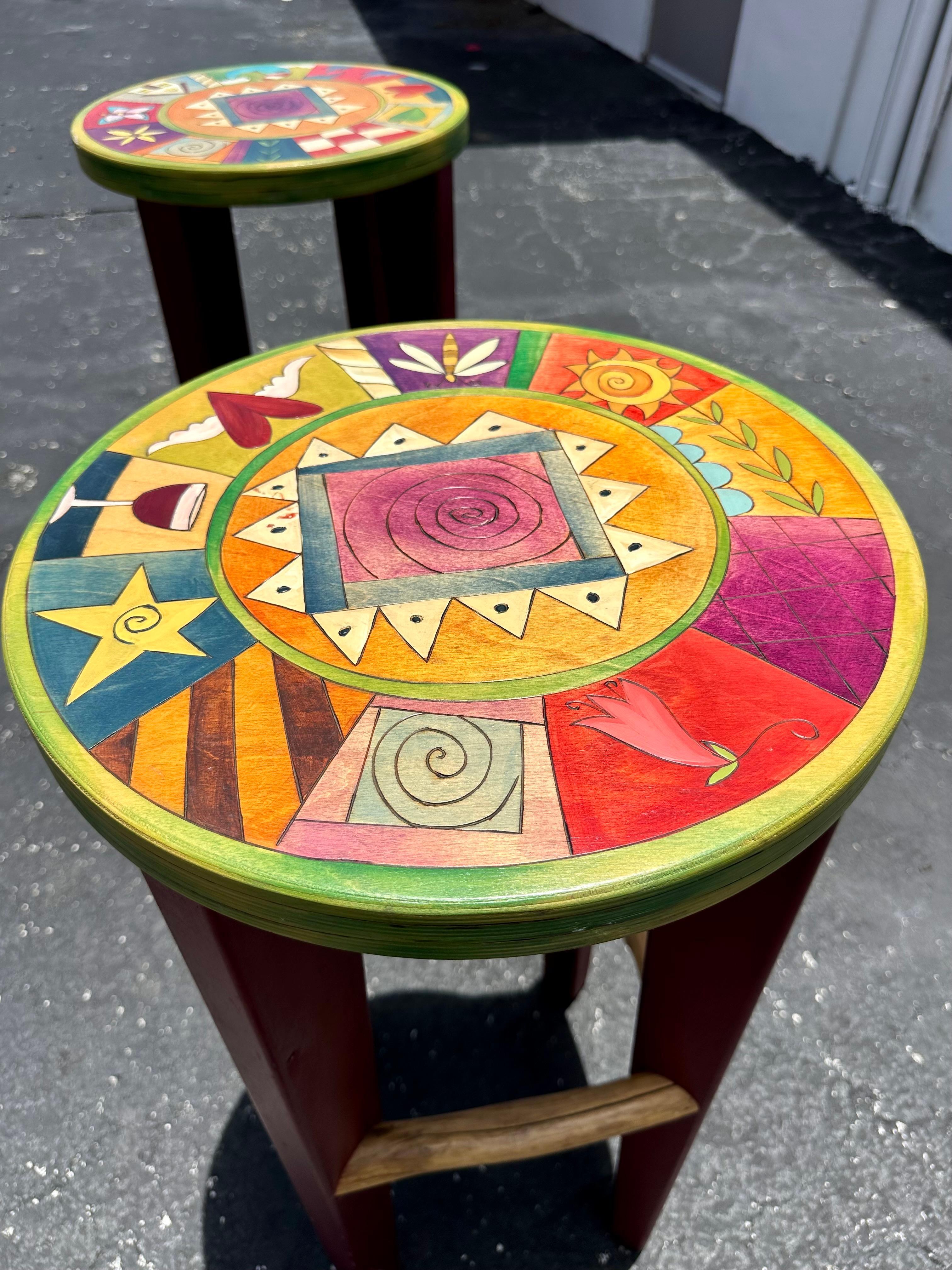 Artistic Hand Painted Whimsical Mckenzies Child Style Table and Stools, Set of 3 For Sale 12