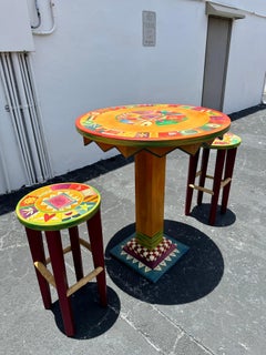 Artistic Hand Painted Whimsical Mckenzies Child Style Table and Stools, Set of 3