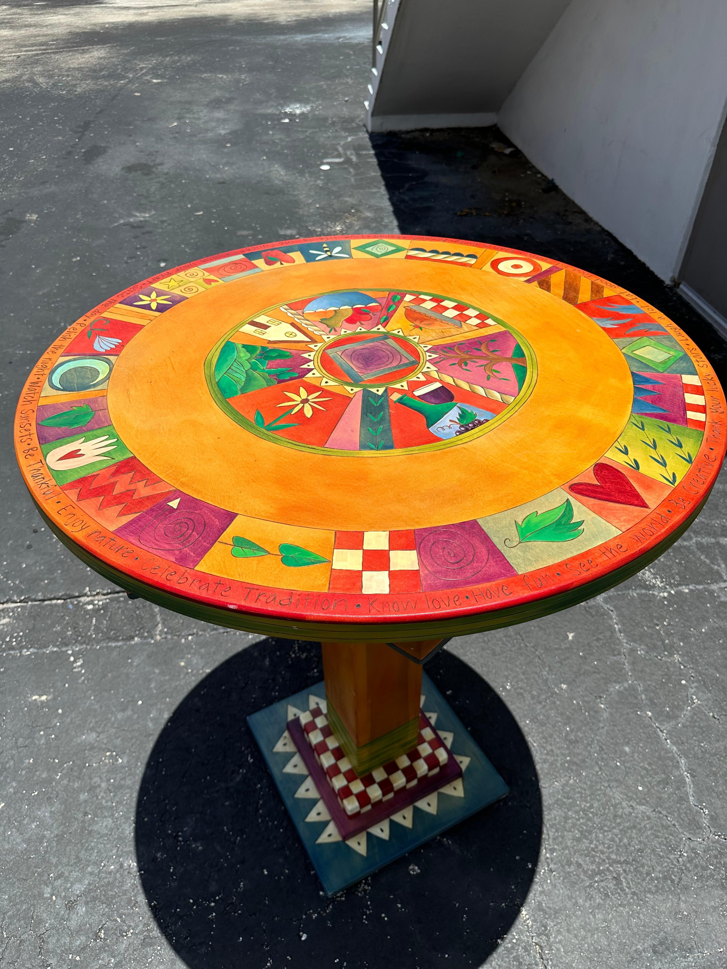 Artistic Hand Painted Whimsical Mckenzies Child Style Table and Stools, Set of 3 For Sale 1