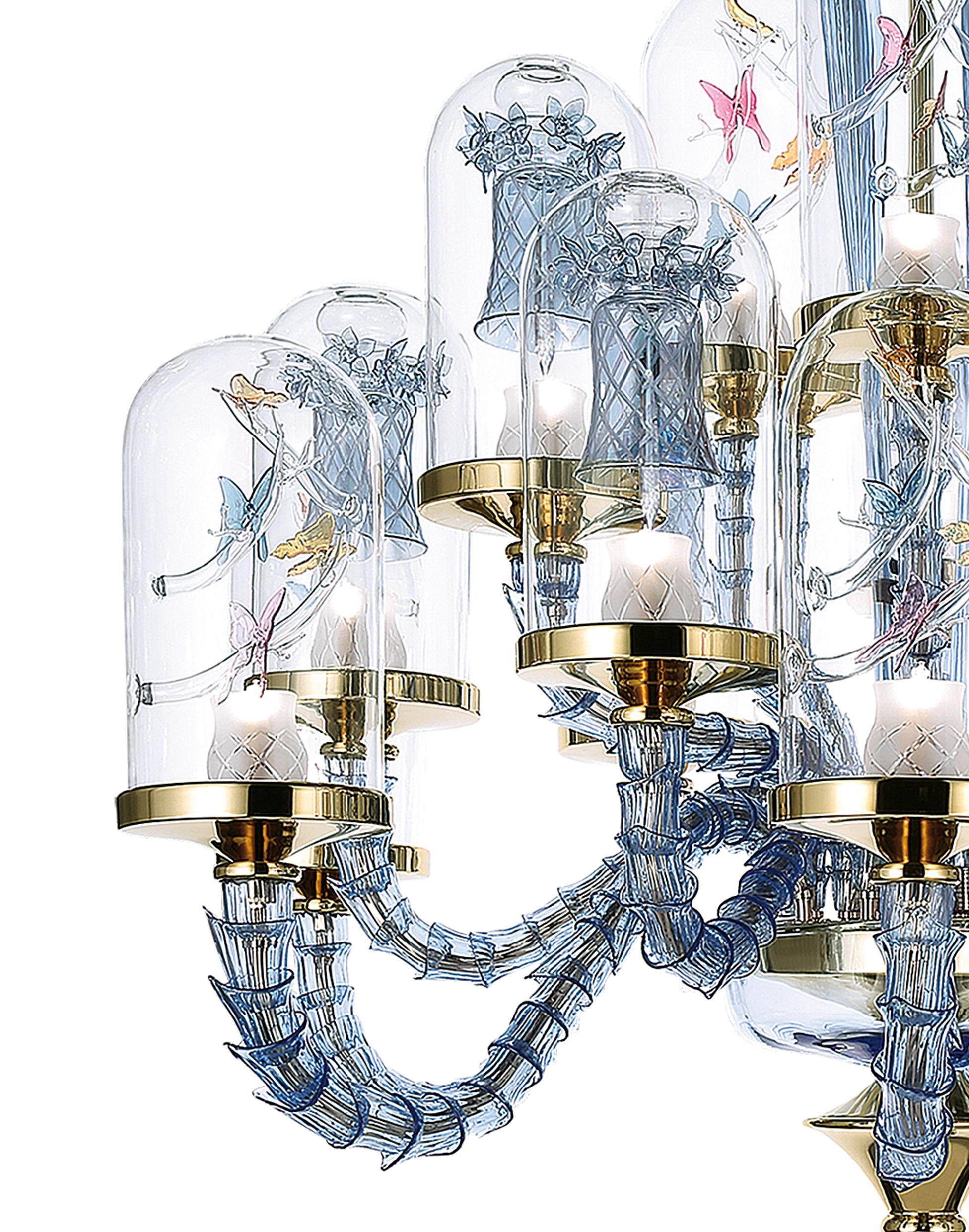 The Jardin de Verre collection by Alessandro La Spada, a love story between man and nature, the tale of a nineteenth century English Doctor, Nathaniel B. Ward, who was passionate about botany.


The chandelier, as well as the wall lamps, bases