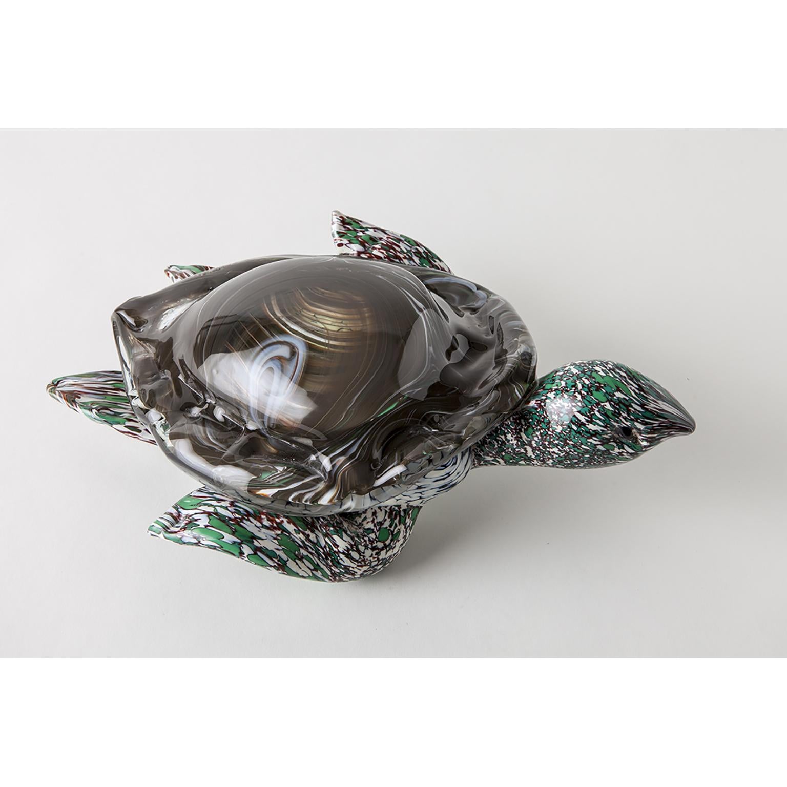 Artistic Handmade Murano Glas Skulptur Aquamarin Schildkröte (Muranoglas) im Angebot