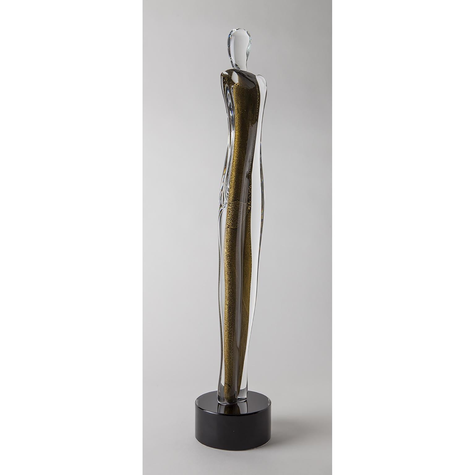 Contemporary Artistic Handmade Murano Glass Sculpture Gold Soul 