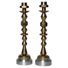 Artistic Industrial Brass, Copper & Aluminum Candlesticks