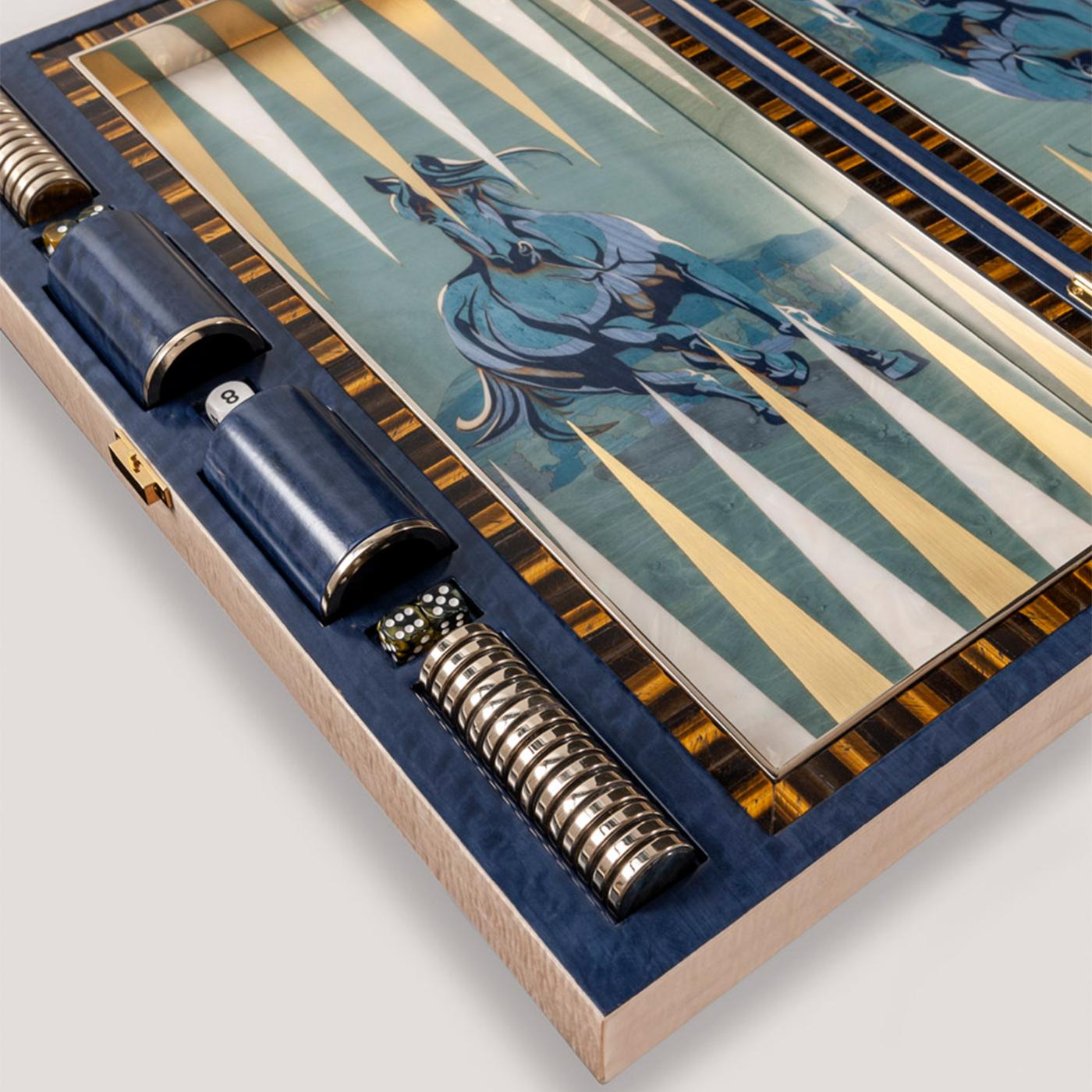 Italiano Set da Backgammon Artistics intarsiato e policromo di Fabio Calagna di RARO MILANO in vendita