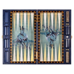 Künstlerisches polychromes Backgammon-Set mit Intarsien von Fabio Calagna von RARO MILANO