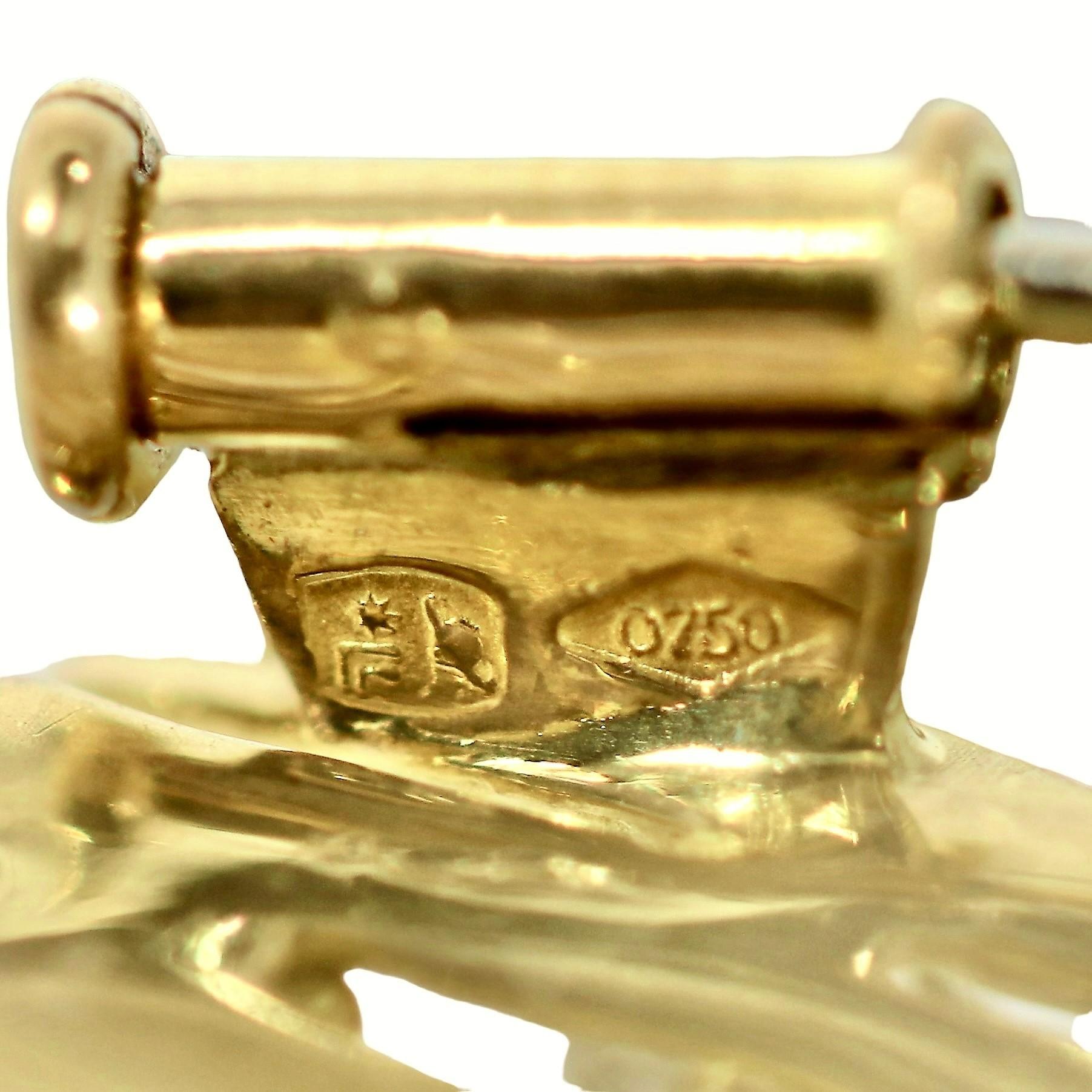 Artistic Italian Modernist Brooch in 18K Yellow Gold and Diamonds In Good Condition In Palm Beach, FL