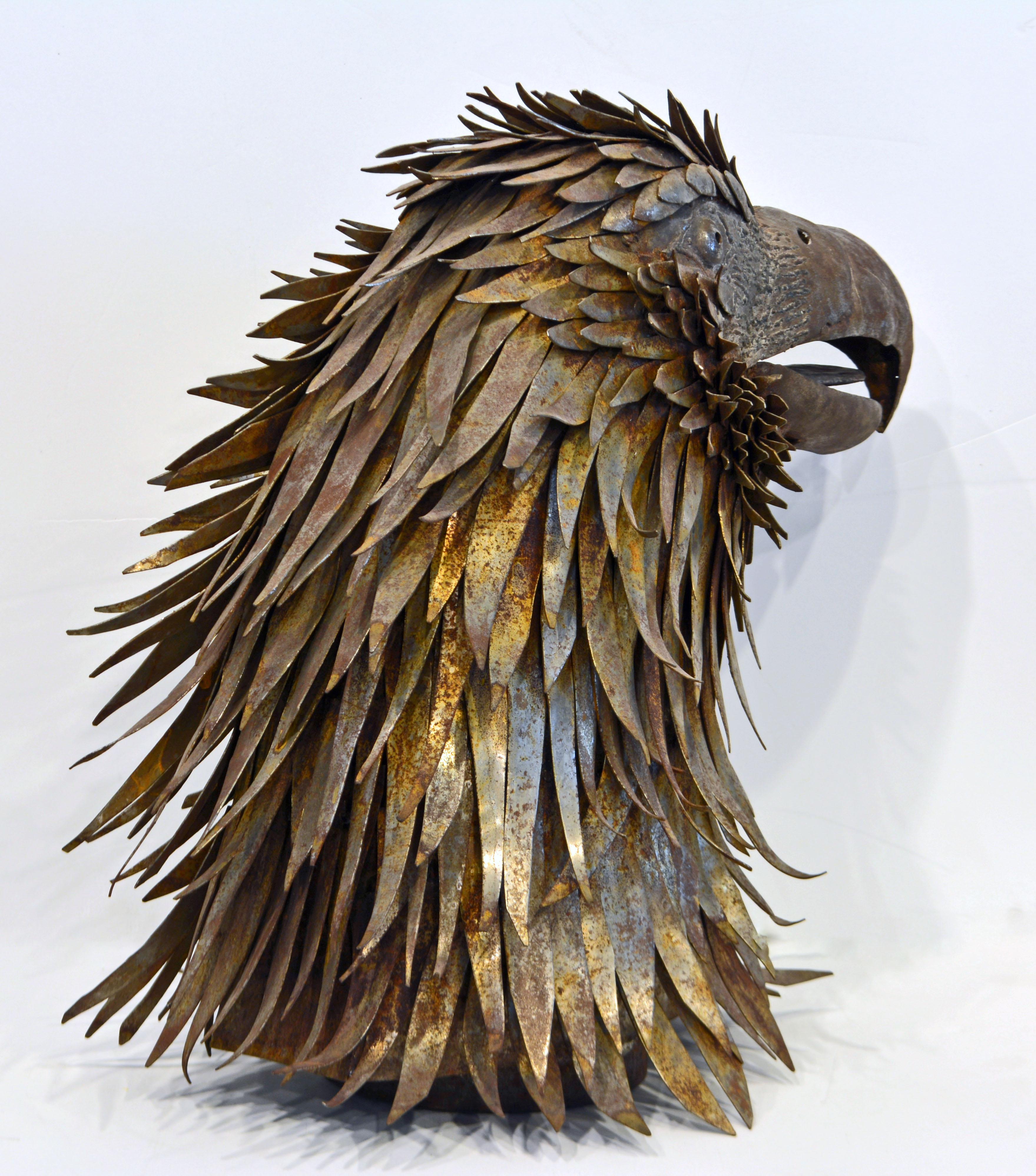 Mid-Century Modern Artistic Mid Century Brutalist Welded Iron Sculpture of an Eagle's Head