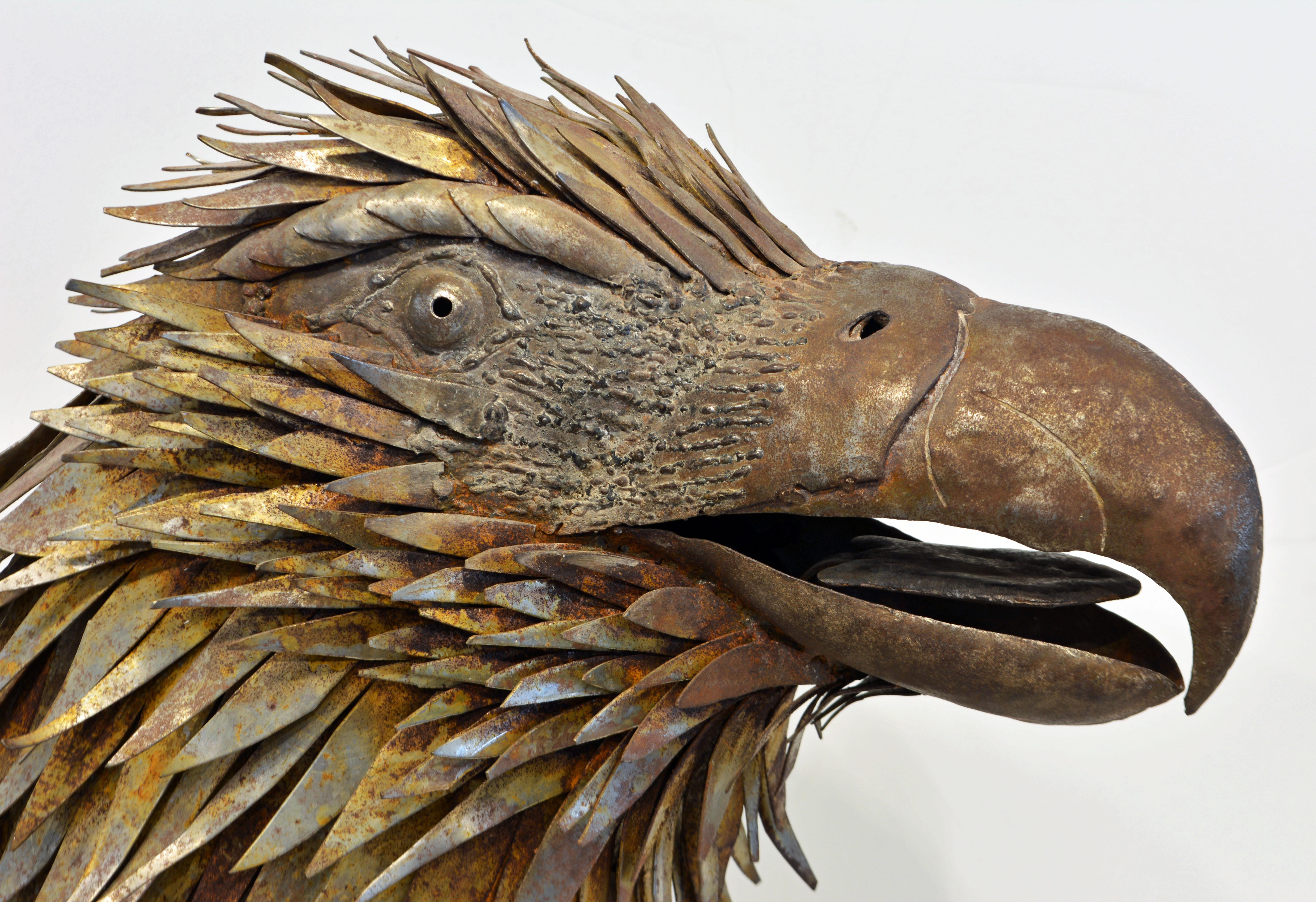 Artistic Mid Century Brutalist Welded Iron Sculpture of an Eagle's Head In Good Condition In Ft. Lauderdale, FL