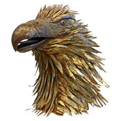 Artistic Mid Century Brutalist Welded Iron Sculpture of an Eagle's Head