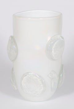 Artistic Milk-White Murano Glass Vase, by Romano Donà, Italy, 1990s