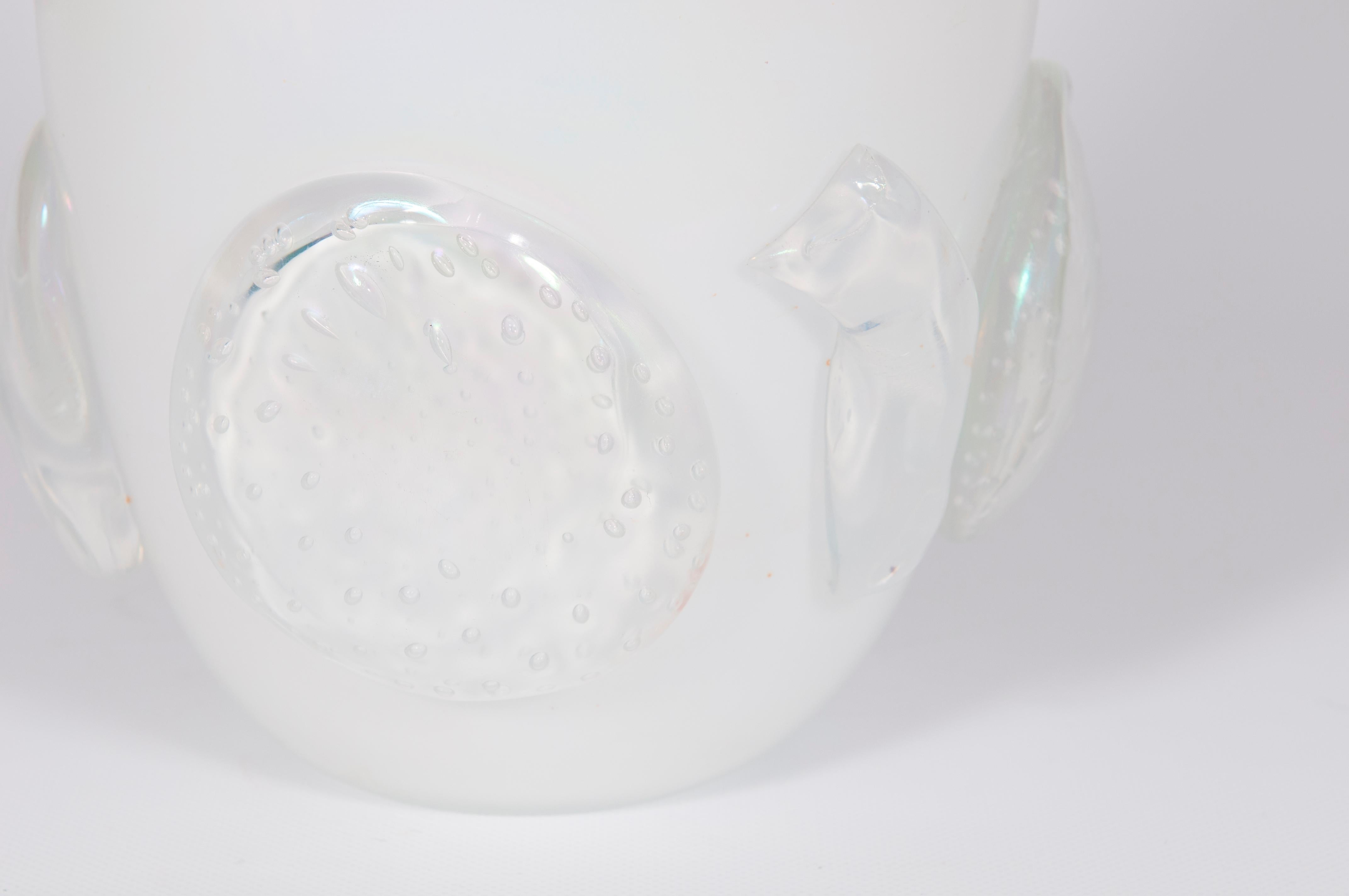 Modern Artistic Milk-White Murano Glass Vase, by Romano Donà, Italy, 1990s For Sale