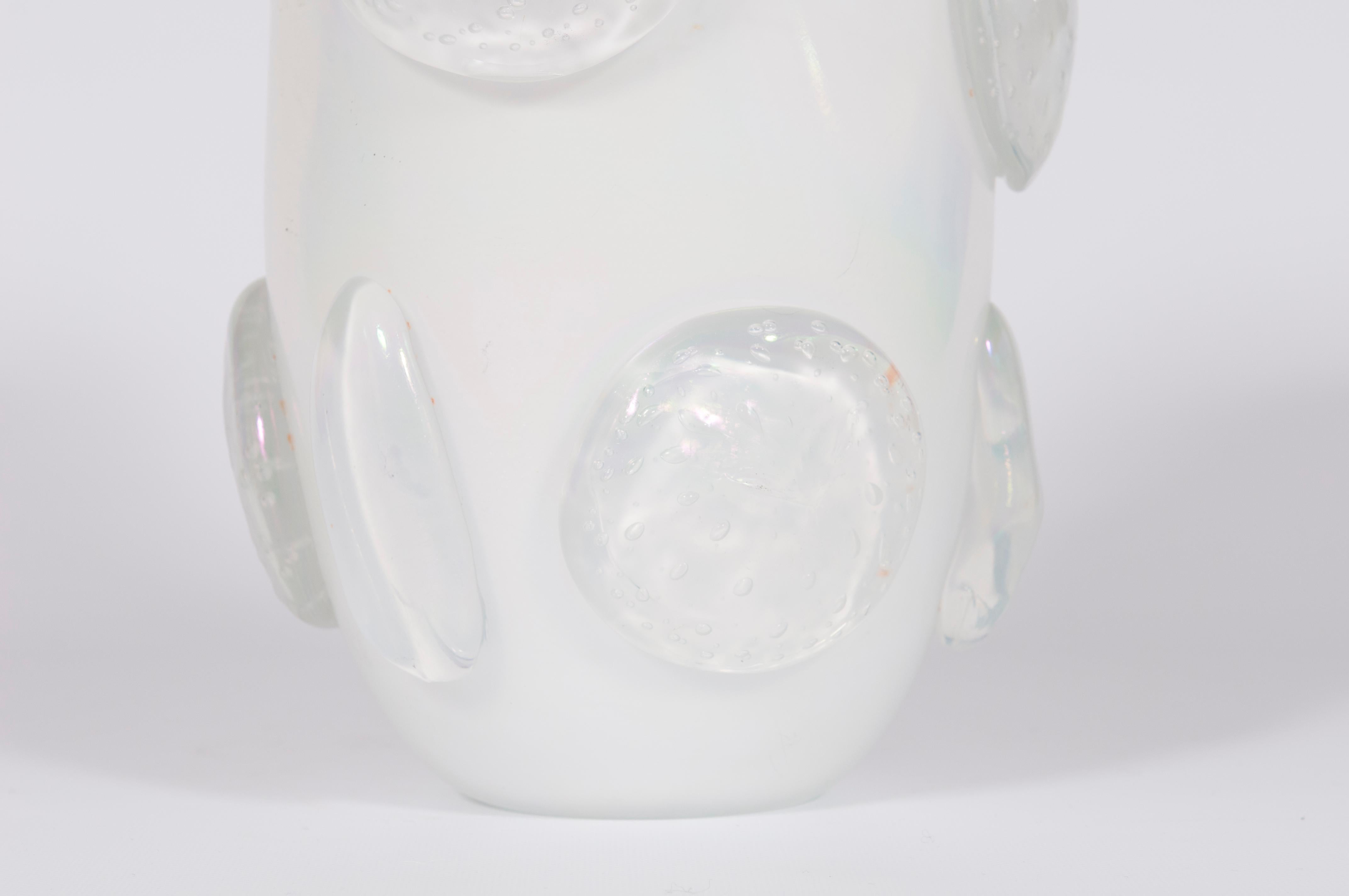 Late 20th Century Artistic Milk-White Murano Glass Vase, by Romano Donà, Italy, 1990s For Sale