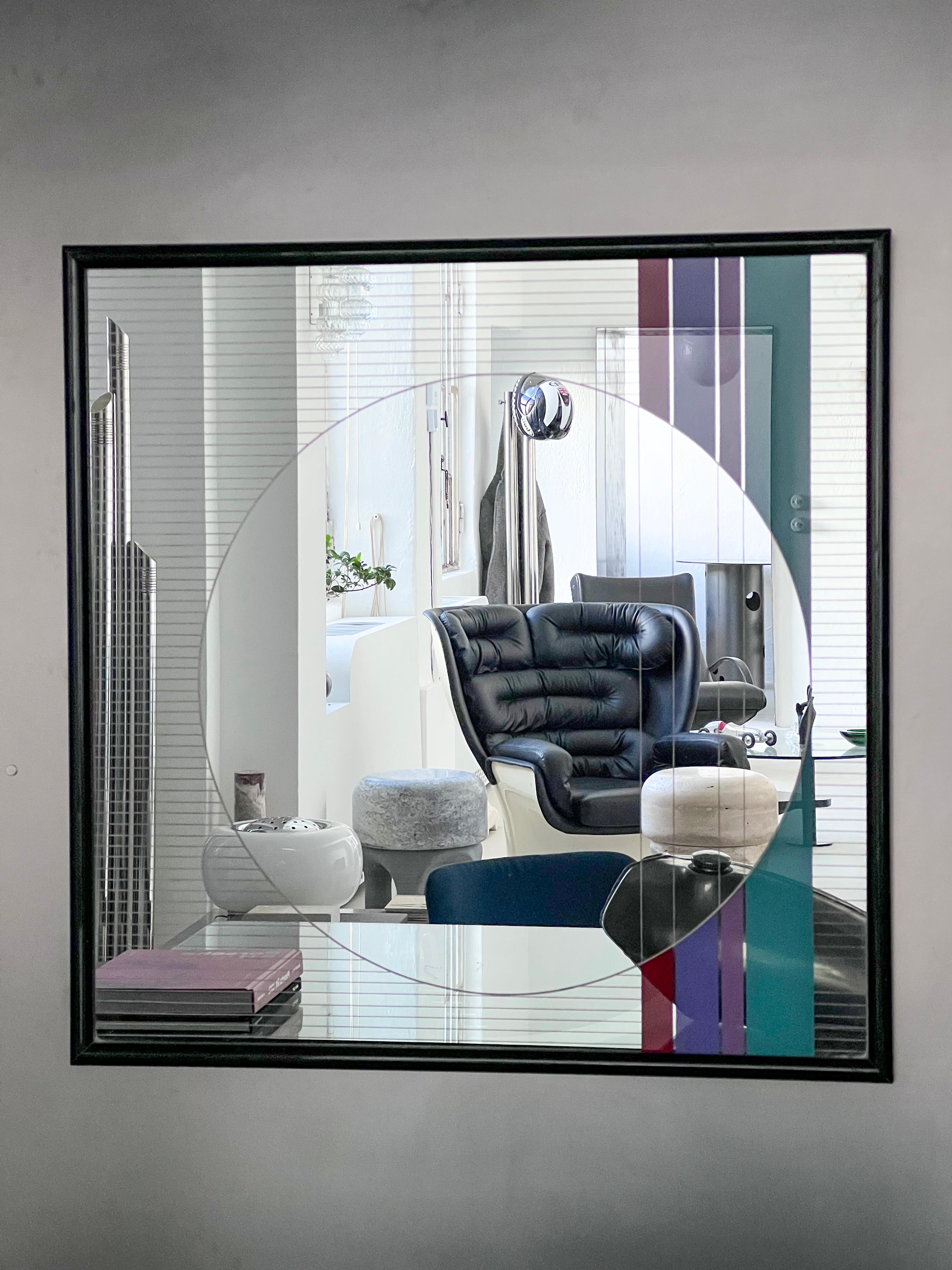 Miroir artistique fabriqué en Italie, Eugenio Carmi pour Acerbis Bon état - En vente à Milano, IT
