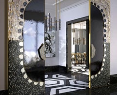 Mosaïque artistique faite à la main en or et platine feuille de nacre