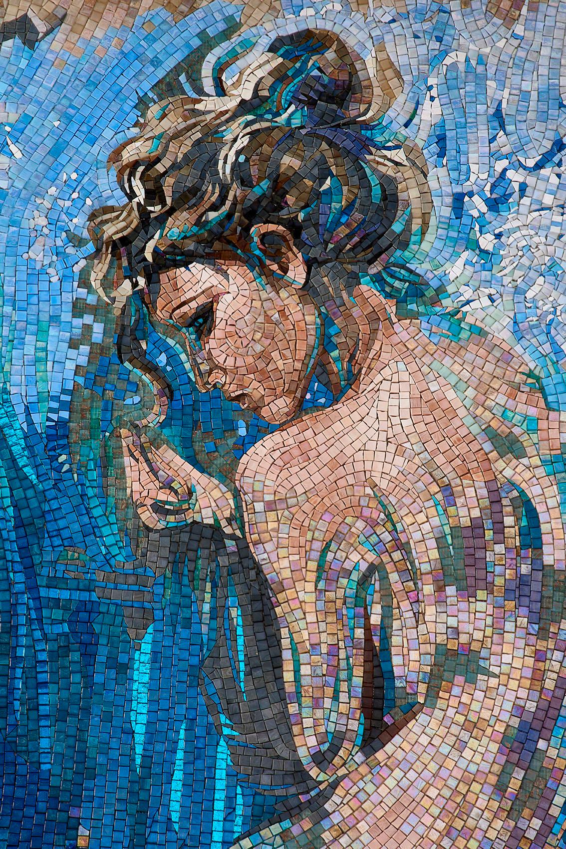 Modern Artistic Mosaic Handmade on Aluminum Panel Dimension and Colors Customizable For Sale