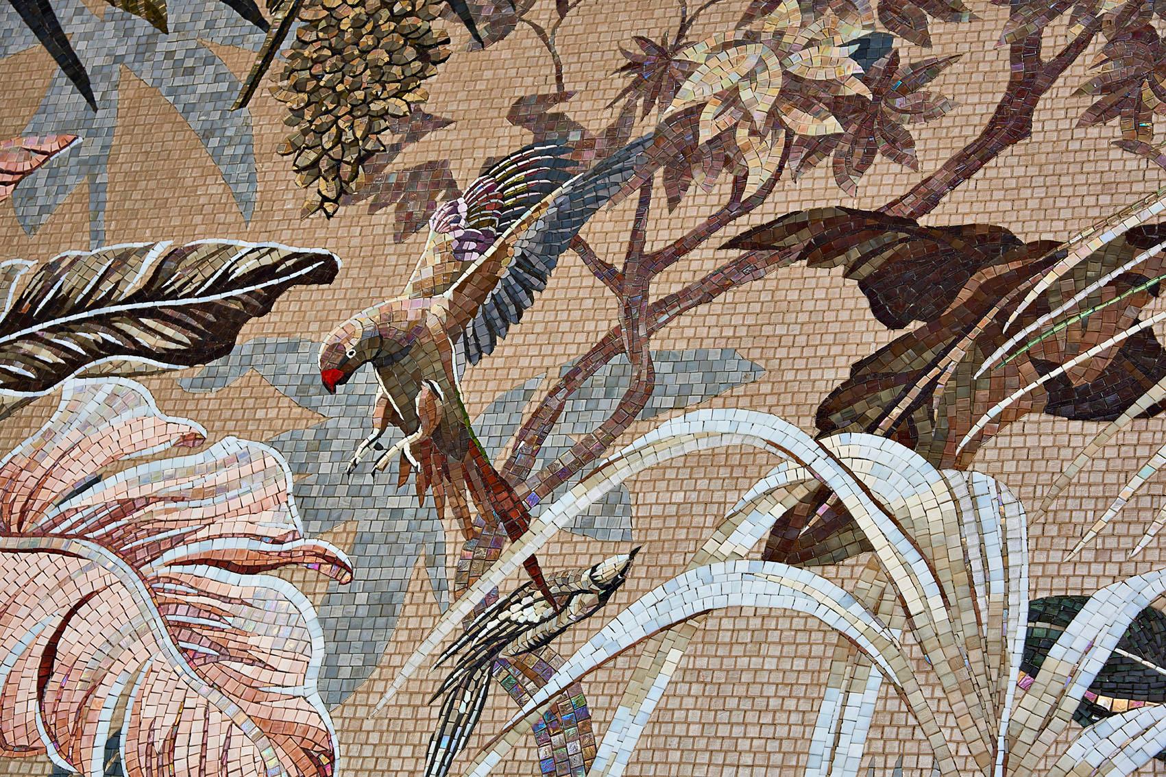 Italian Artistic Mosaic Handmade on Aluminum Panel Dimension and Colors Customizable For Sale