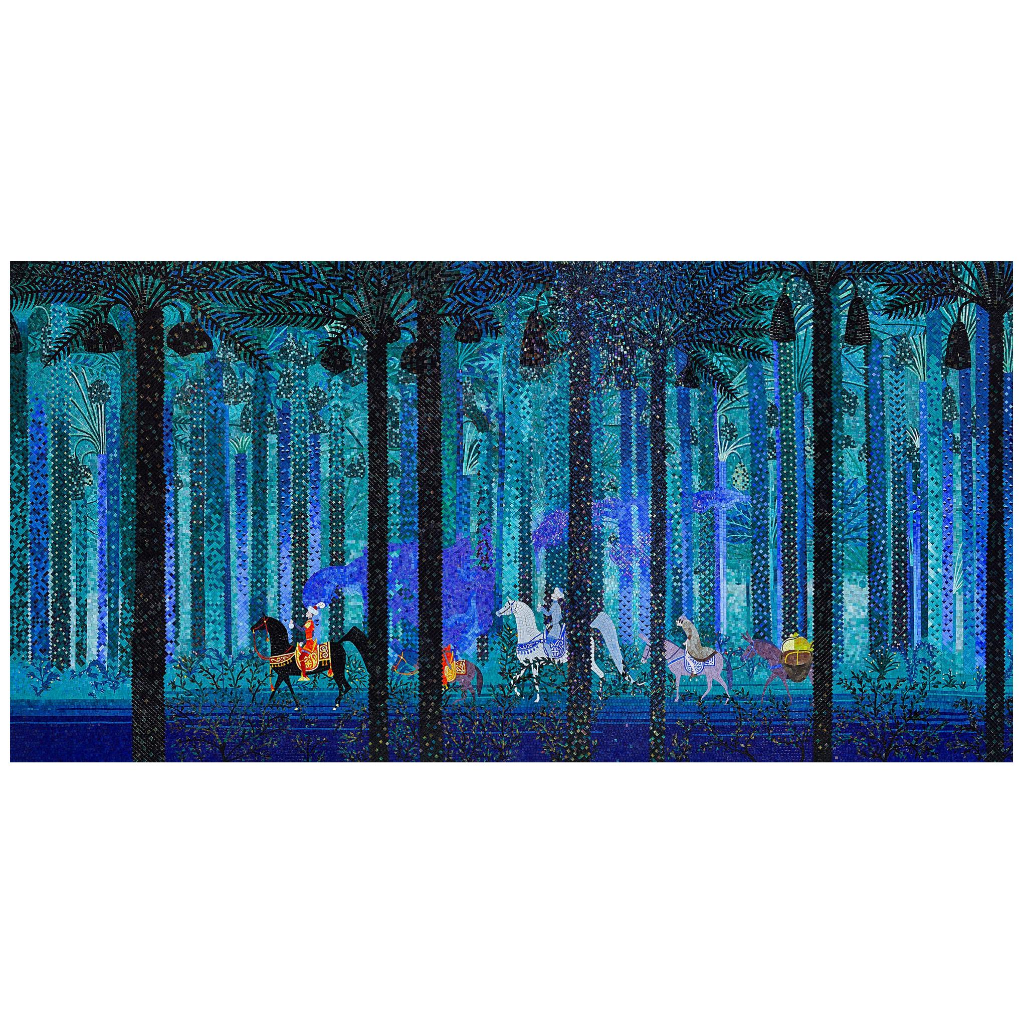 Artistic Mosaic Handmade on Aluminum Panel Dimension and Colors Customizable For Sale