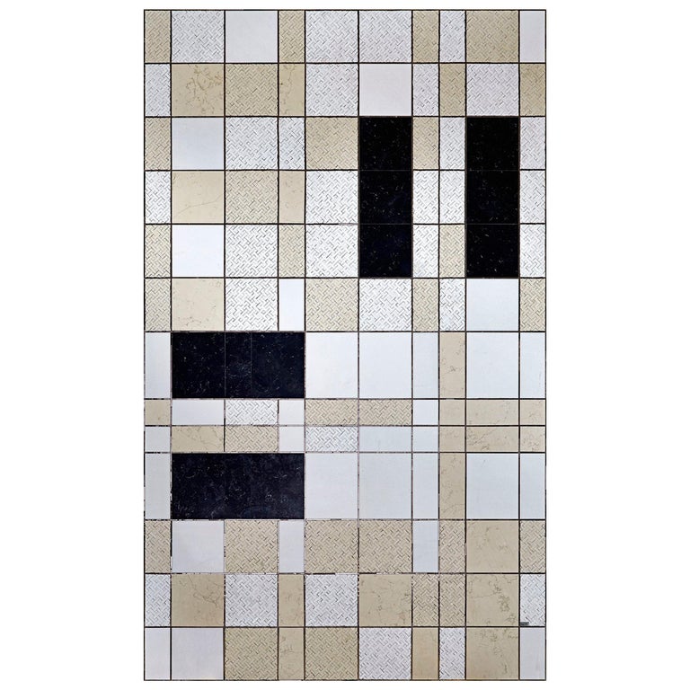 Artistic Mosaic Handmade on Aluminum Panel Glass and Marble Mosaic Customizable For Sale