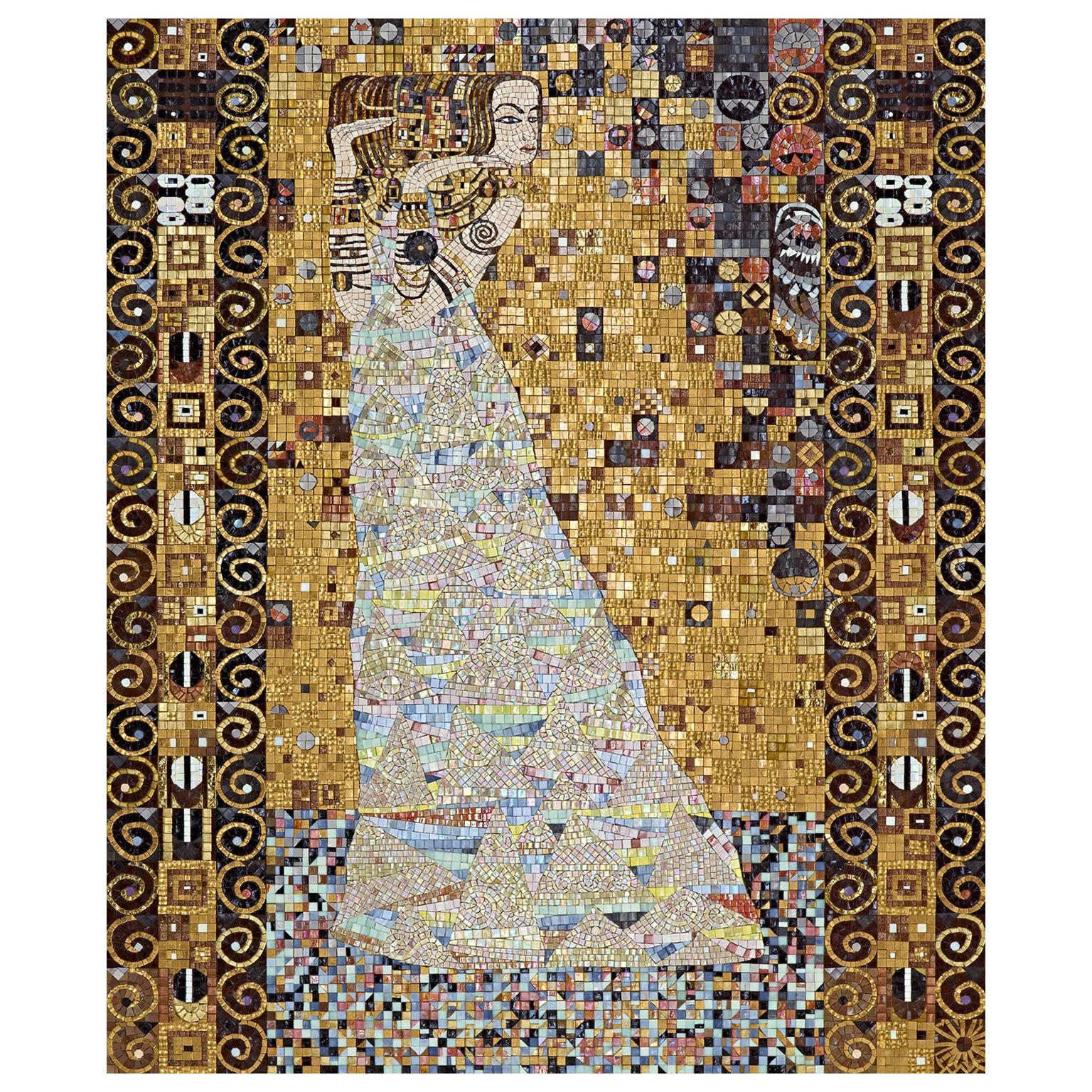 Artistic Mosaic Handmade on Aluminum Panel Gold Leaf Customizable