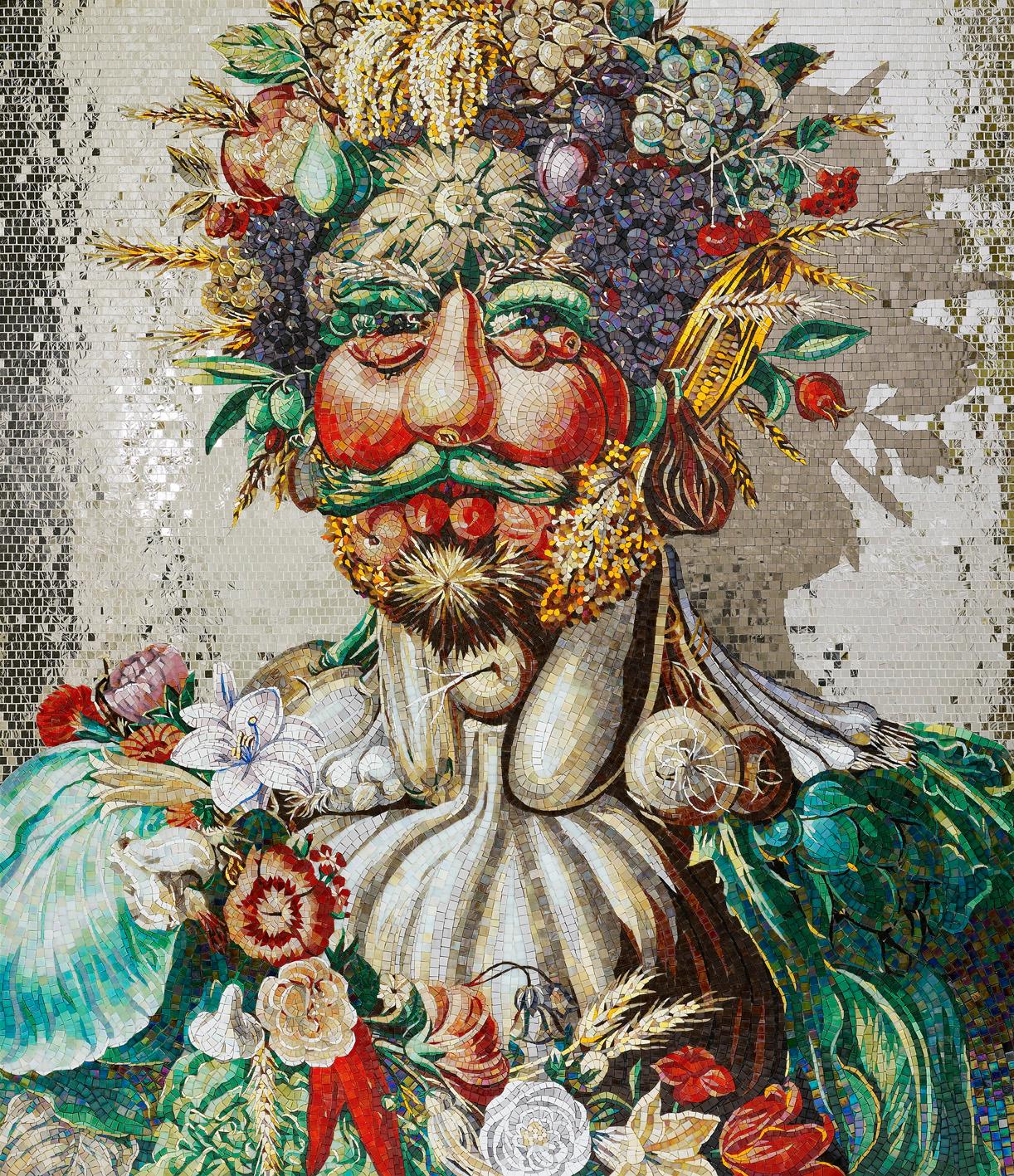 Italian Artistic Mosaic Handmade Portrait Wall Decor Dimension and Colors Customizable For Sale