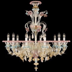 Artistic Murano Rezzonico Chandelier 10 Arms Glass Multi-Color by Multiforme