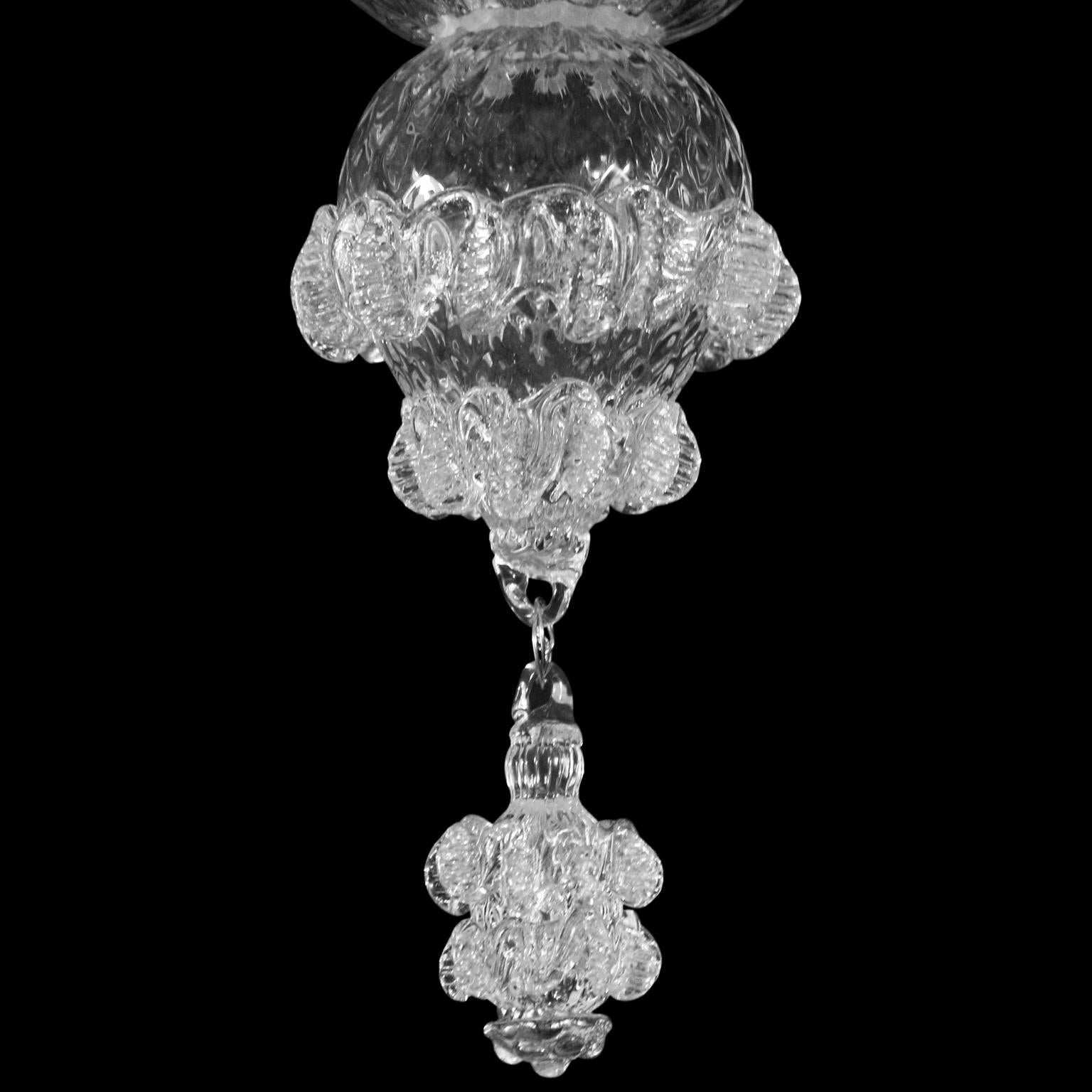 Italian Artistic Murano Rezzonico Sconce 3+2arms Clear Glass Nabucco by Multiforme For Sale