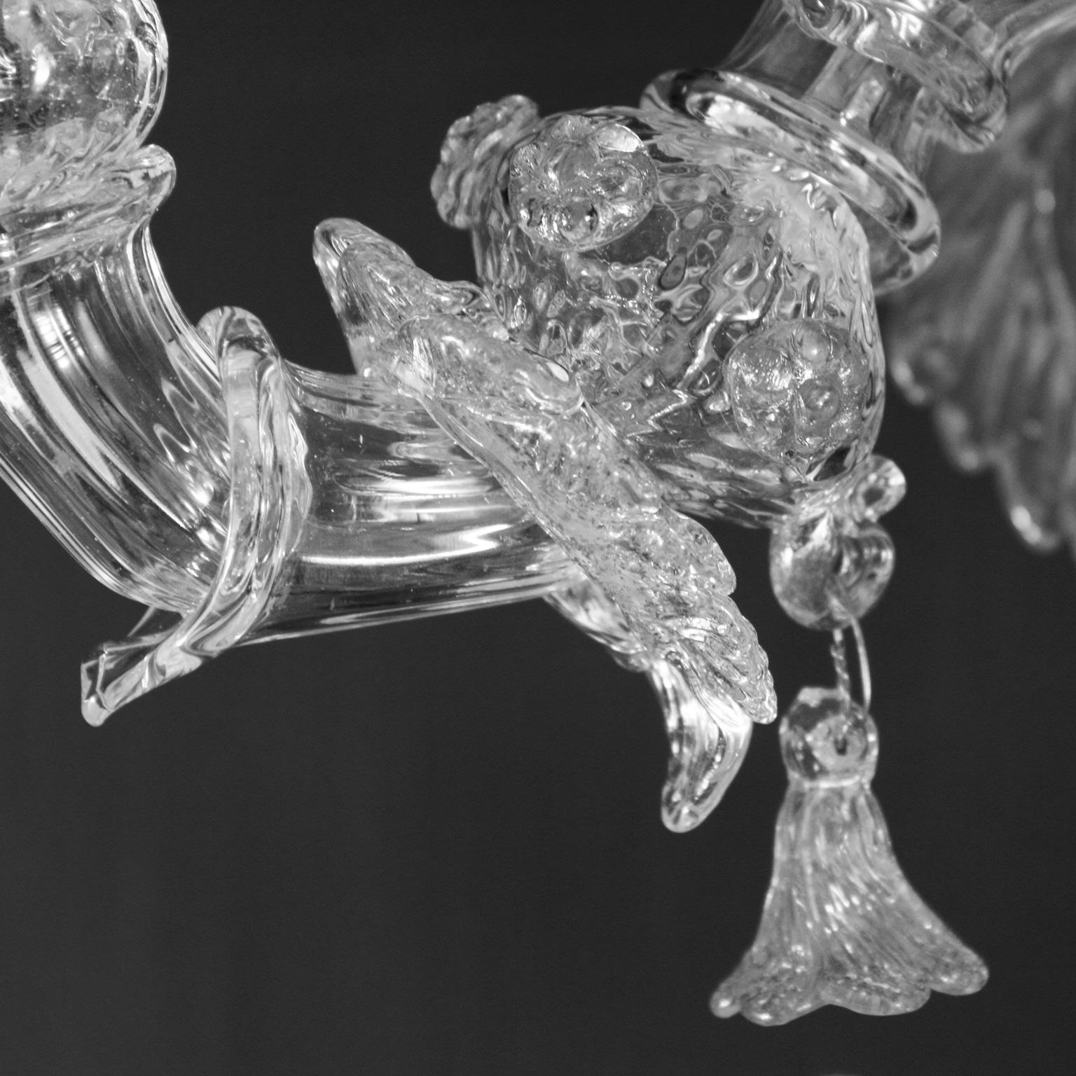 Artistic Murano Rezzonico Sconce 3+2arms Clear Glass Nabucco by Multiforme In New Condition For Sale In Trebaseleghe, IT