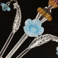 Sconce artistiche di Murano a 2 bracci in vetro trasparente, dettagli multicolore di Multiforme