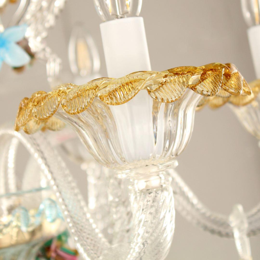 Sconce artistiche di Murano a 3+2 bracci in vetro trasparente e multicolore Toffee di Multiforme in vendita 3