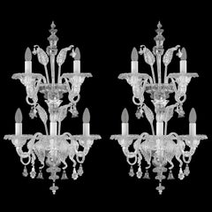 Lámpara Artística Murano 3+2 Brazos Cristal Transparente Toffee by Multiforme