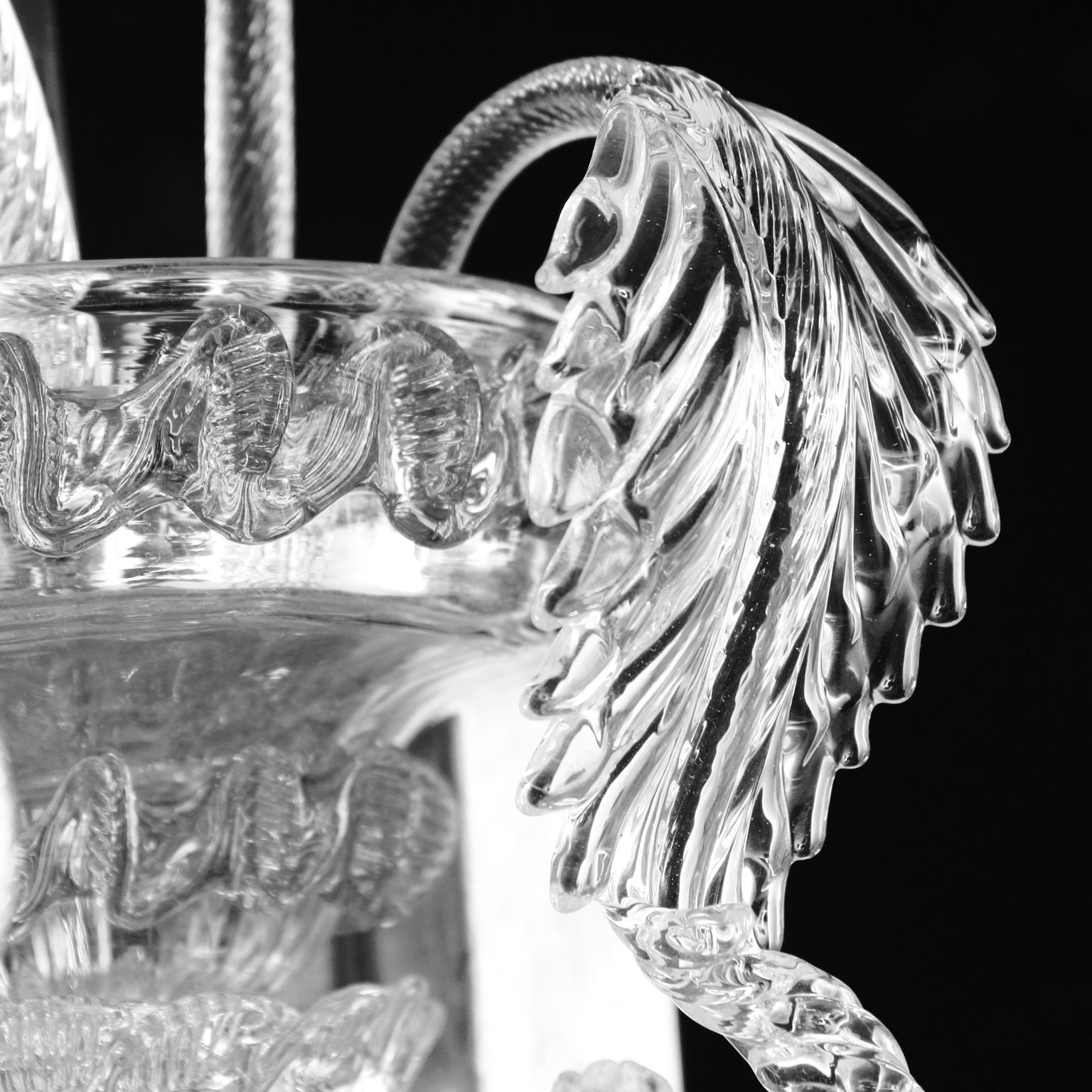 Italiano Sconce artistiche di Murano a 3+2 bracci in vetro trasparente Toffee di Multiforme in vendita