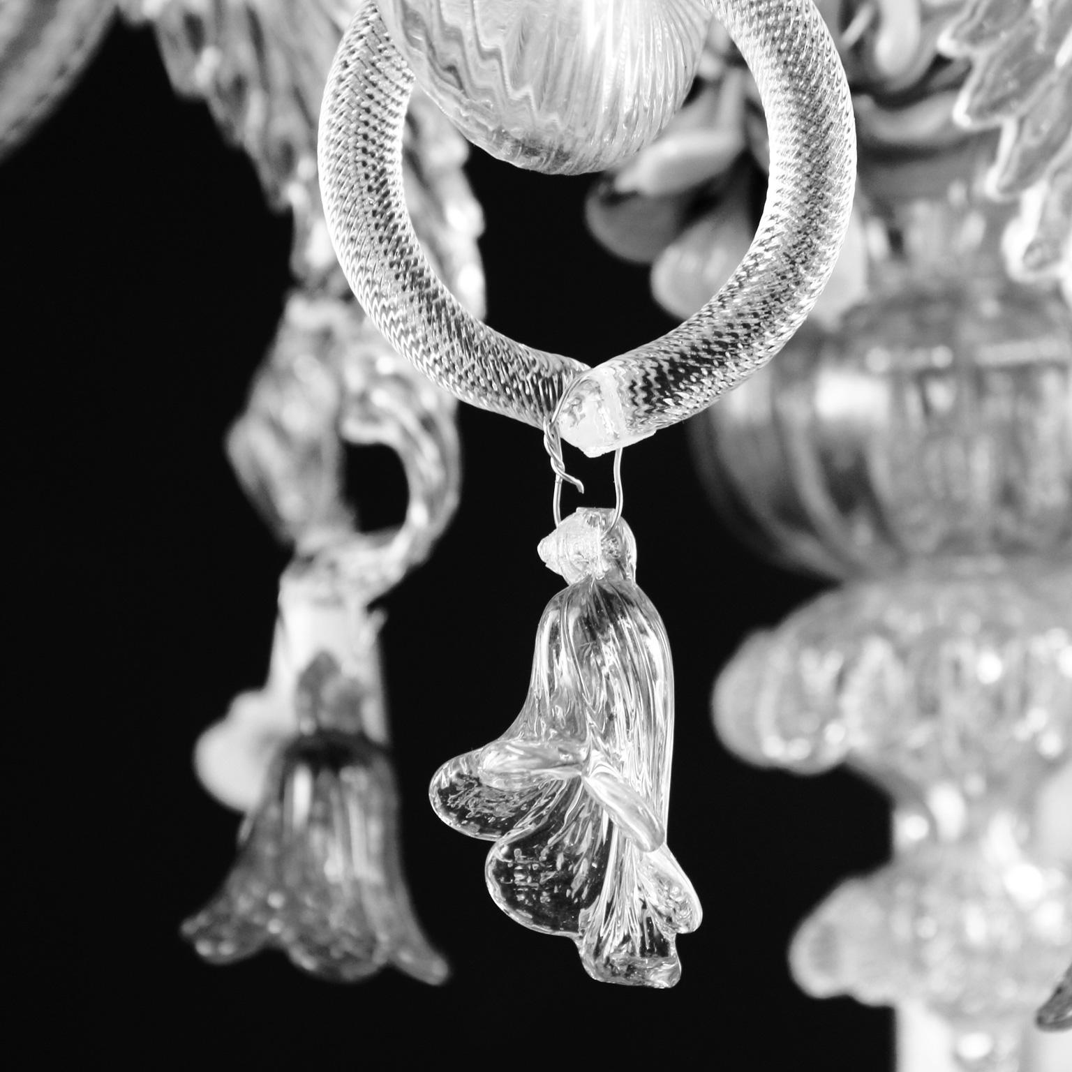XXI secolo e contemporaneo Sconce artistiche di Murano a 3+2 bracci in vetro trasparente Toffee di Multiforme in vendita