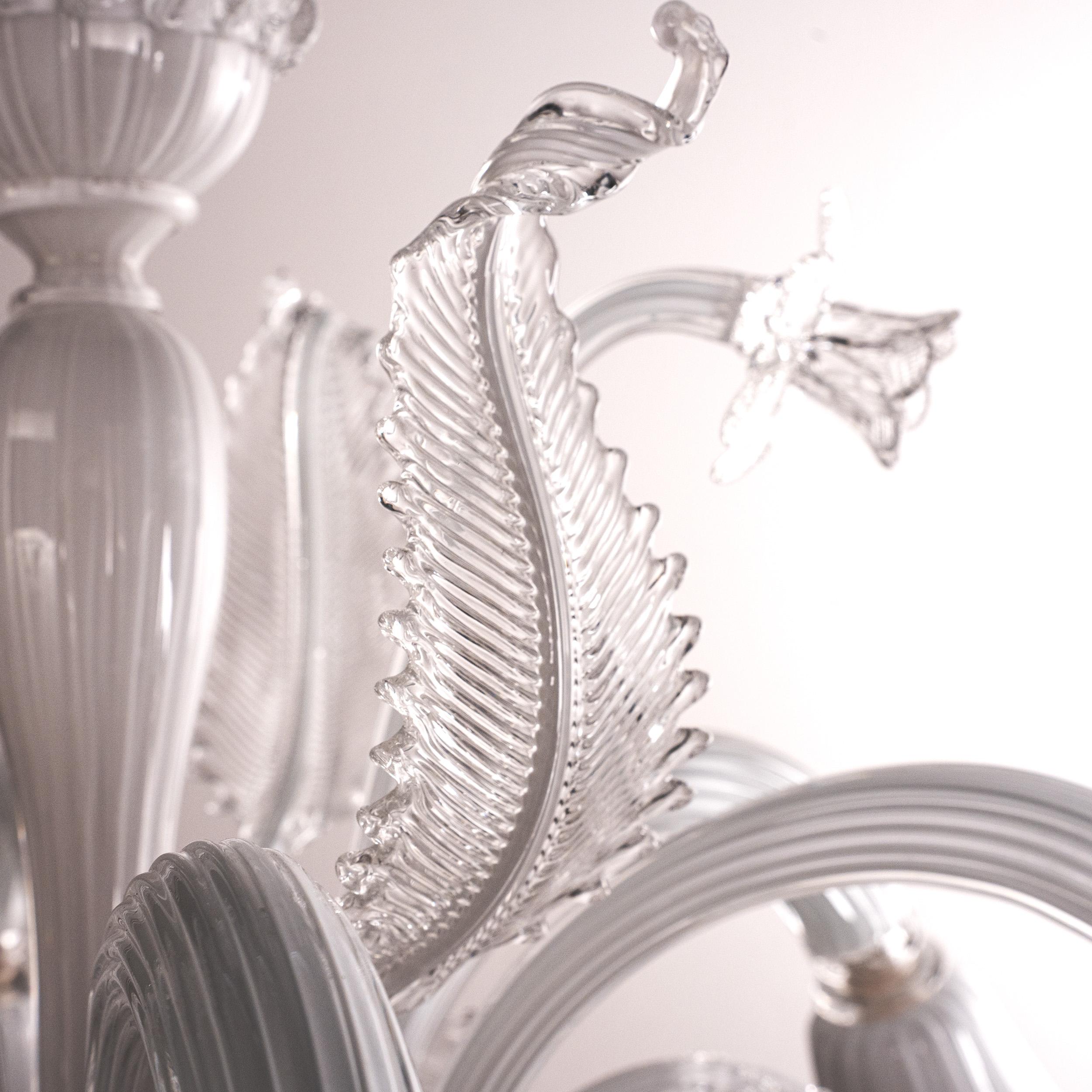 Lampadario artistico in vetro bianco di Murano a 6 luci, Vintage Made in Italy, in stock in vendita 1
